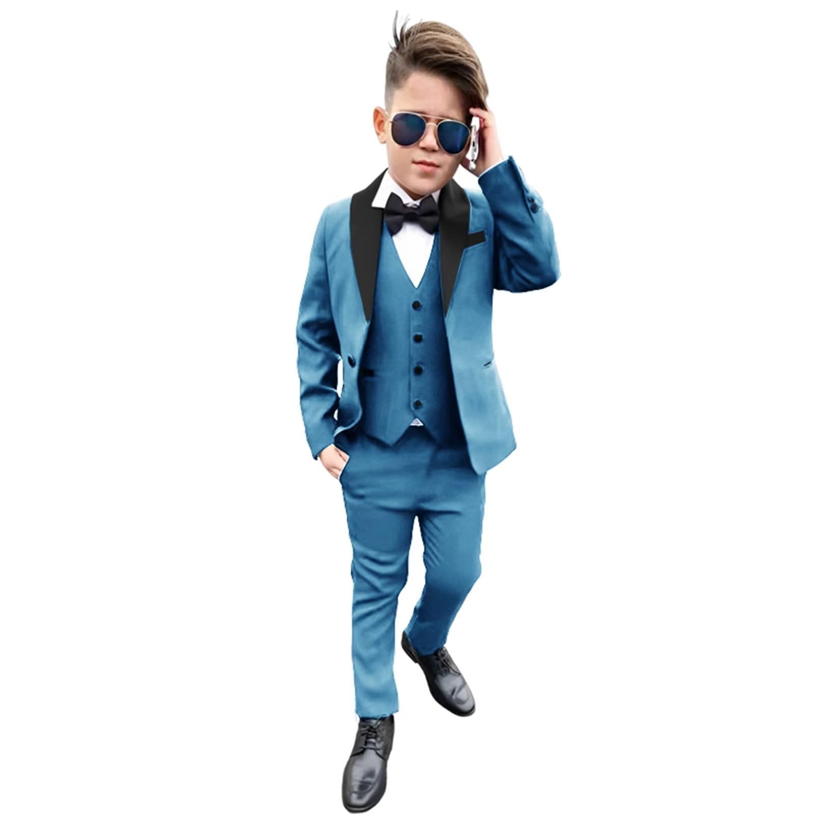 Boys Wedding Suit | Teen Formal Tuxedo with Bow Tie | Kids Blazer Jacket for Special Occasions | Perfect for Weddings, Parties & School Events