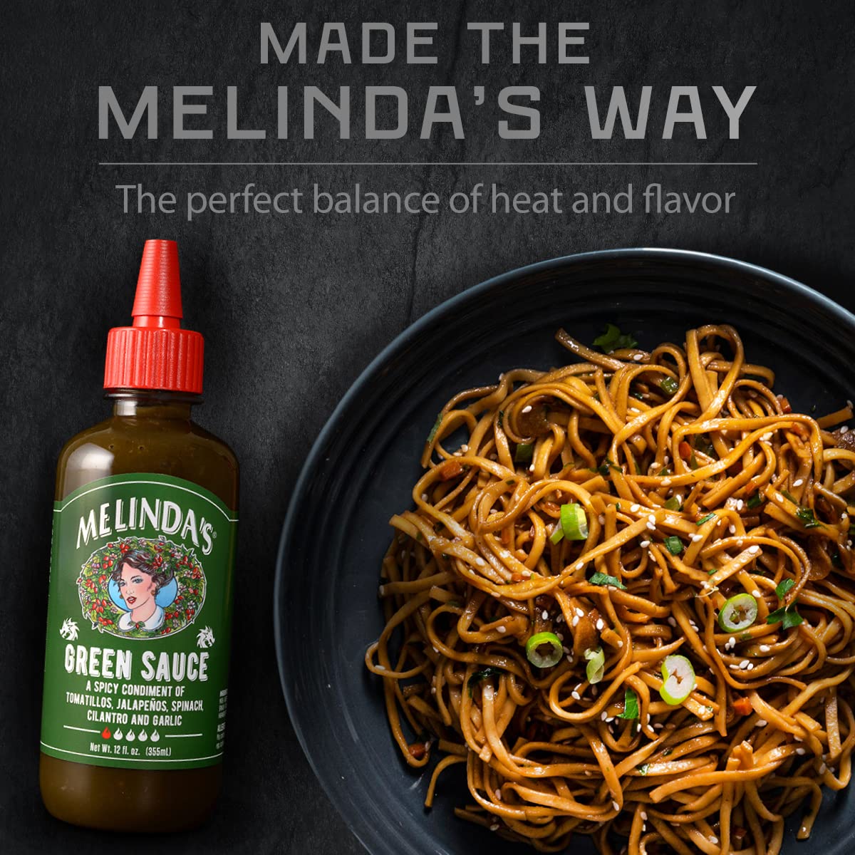 Melinda's Mild Green Chile Hot Sauce - 12 oz Bottle | Gourmet Verde Sauce with Fresh Tomatillos, Jalapeño, Spinach & Cilantro | Kosher Certified | Perfect for Tacos, Burritos, Eggs & Grilled Meats