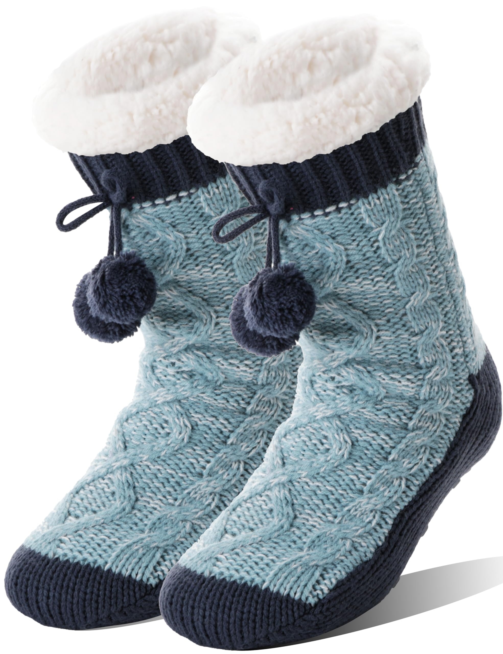 Women's Fuzzy Non-Slip Winter Slipper Socks - Warm Fleece for Home & Cabin