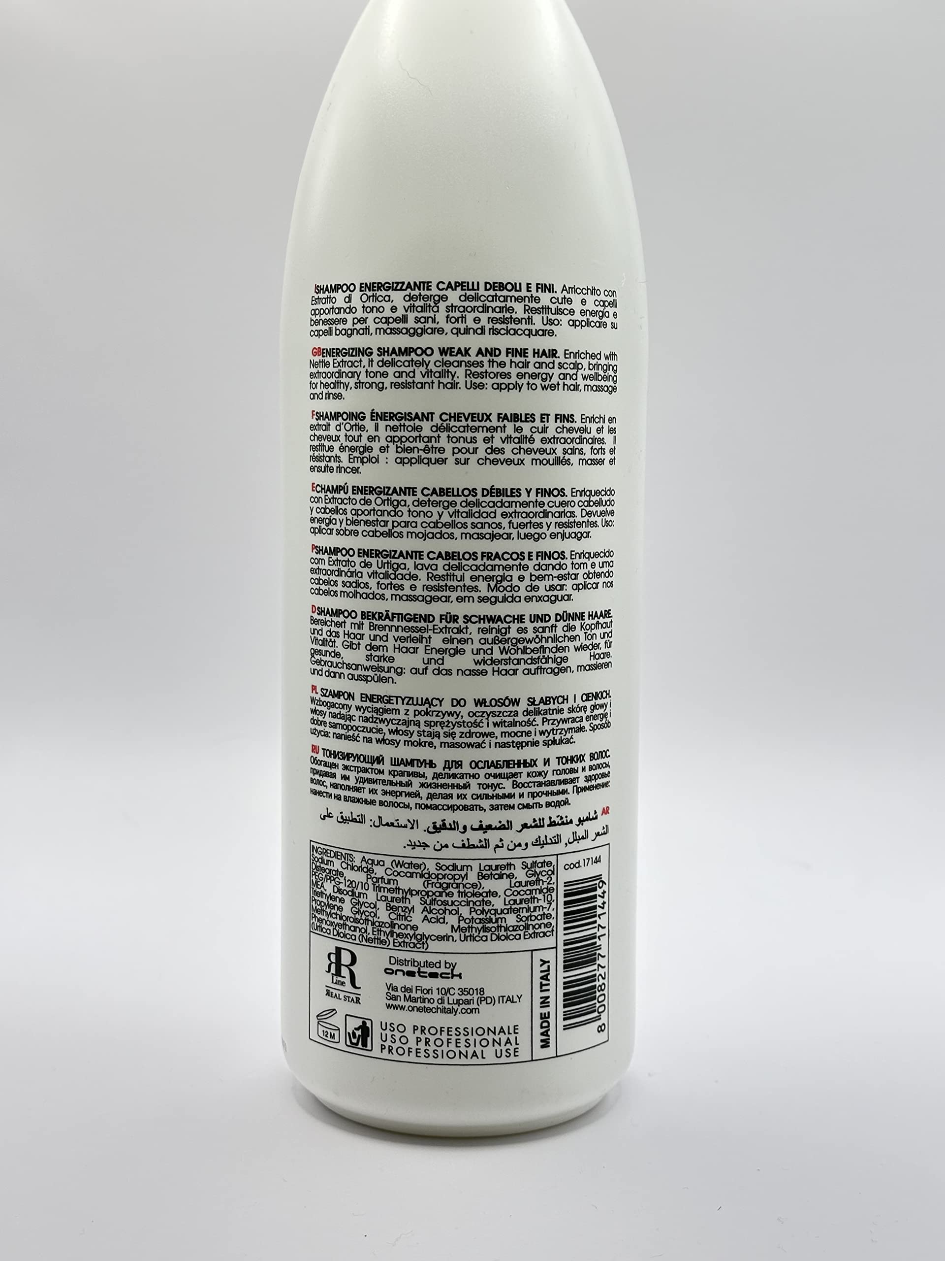 Rr Line Racioppi Energizing Shampoo for Weak & Damaged Hair - 33oz Large Bottle | Volumizing & Strengthening Formula for Thin, Brittle Hair | Perfect for Daily Use & Hair Recovery