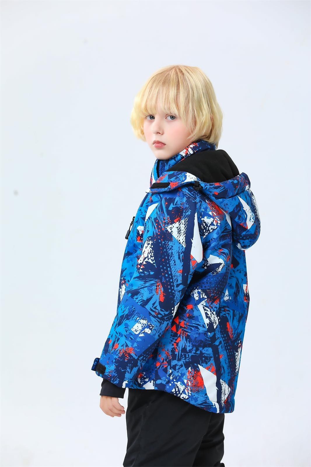 WOWULOVELY Boys' 2-Piece Colorblock Snow Pants & Jacket Set - Waterproof Winter Snowsuit for Skiing, Snowboarding & Outdoor Activities