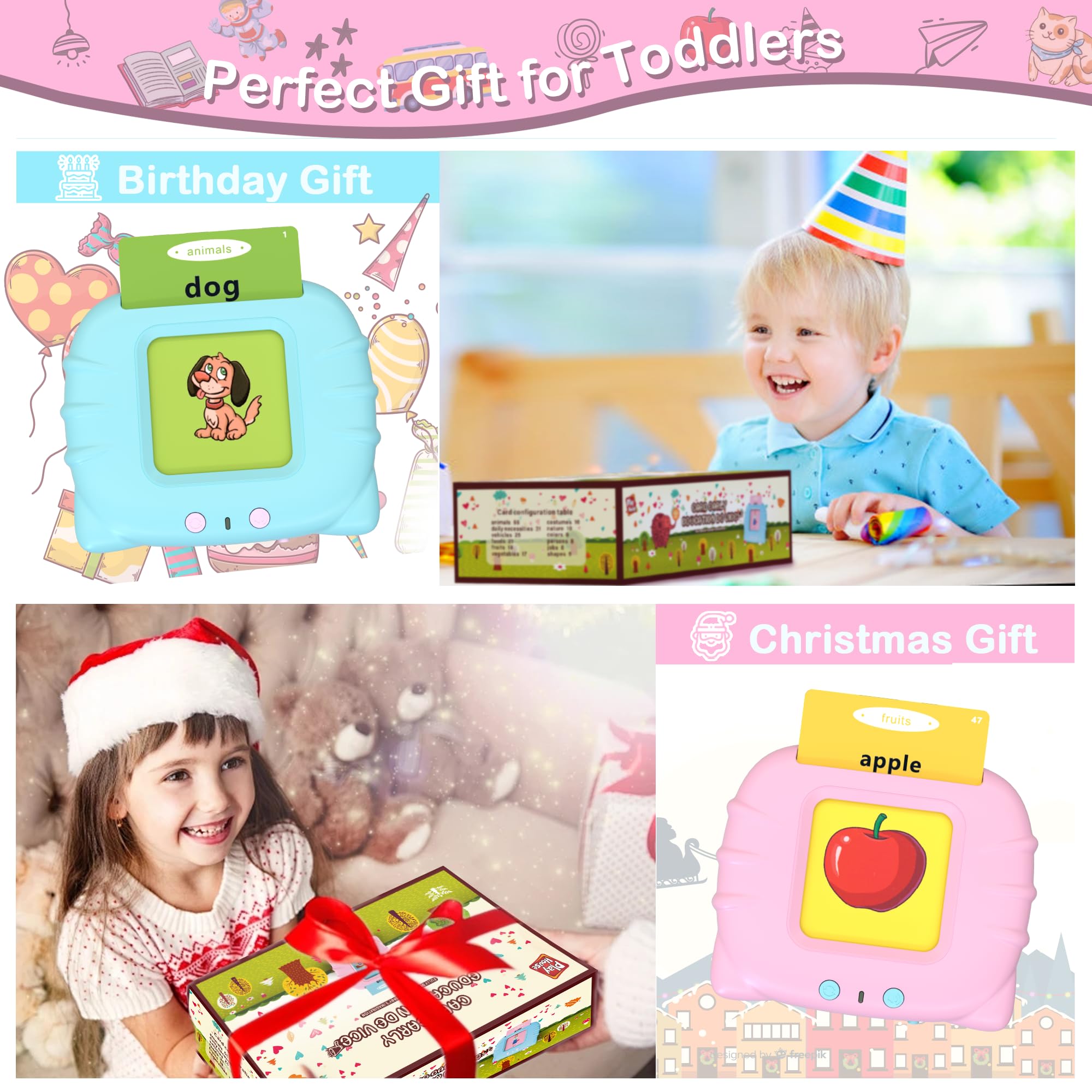 384 Words Pocket Speech for Toddlers - Educational Talking Flash Cards, Montessori Sensory Toys for 1-5 Year Old Girls & Boys | Perfect Birthday Gift & Autism Learning Toy for Preschool Kids | Enhance Early Vocabulary & Speech Development at Home or Classroom