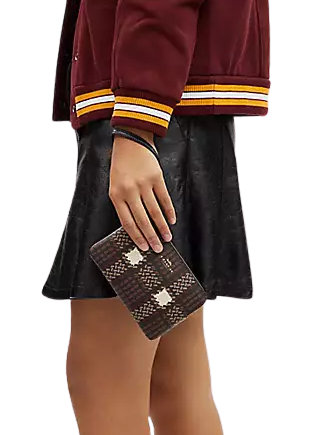 Coach Corner Zip Wristlet Crossbody Bag - Brushed Plaid Print Wristlet Purse for Women | Perfect for Everyday Use, Travel & Night Out Accessories