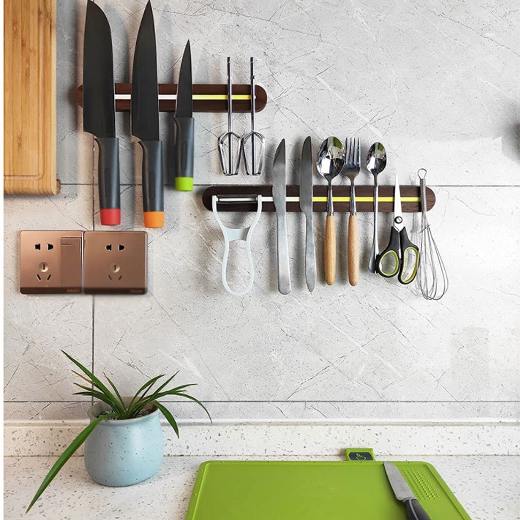 Premium Universal Tool Holder - Punch-Free Solid Wood Magnetic Knife Rack | Wall-Mounted Resin Knife Block for Kitchen Utensils | Knife Storage Organizer (Medium+Long) | Perfect for Home Chefs & Professional Kitchens