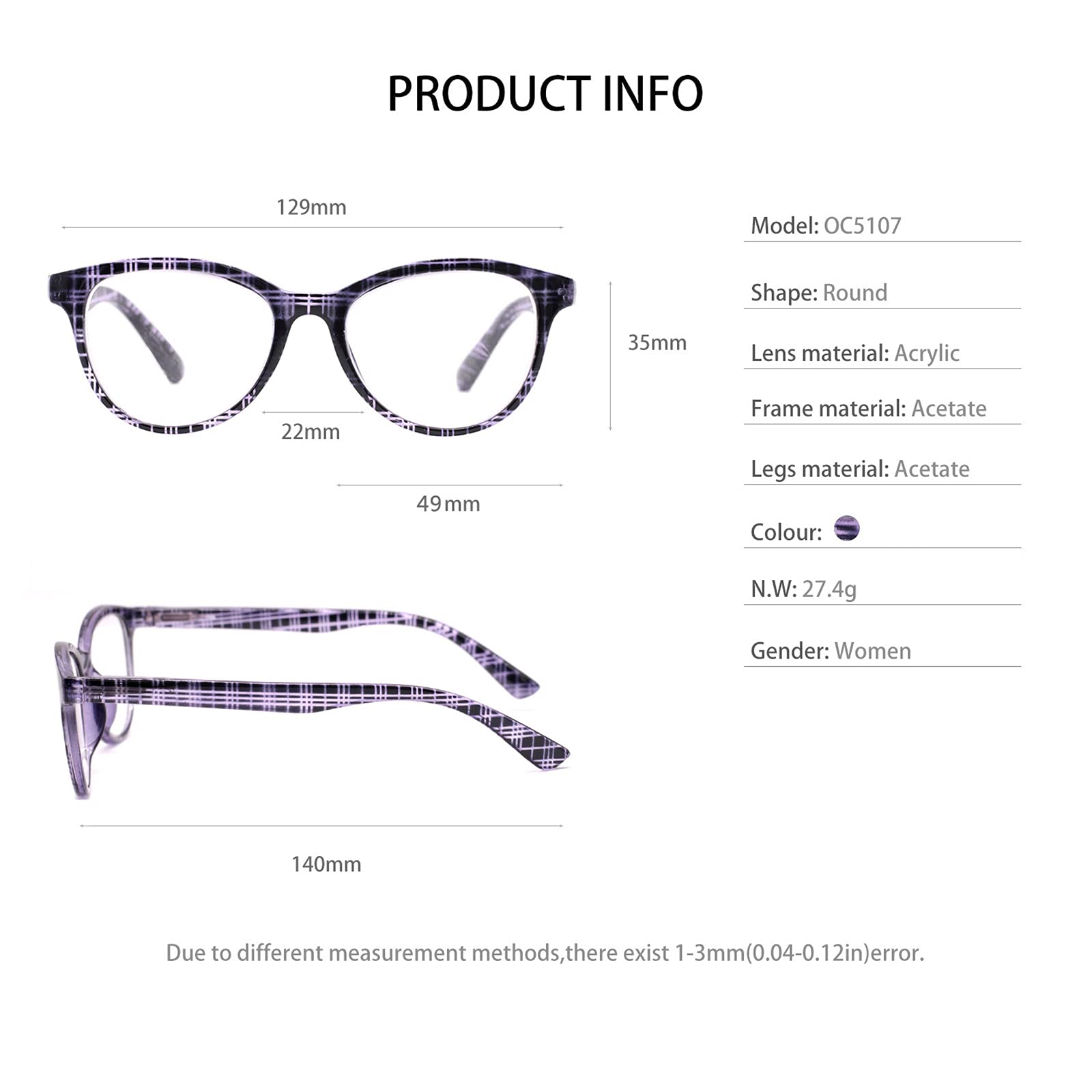 Stylish OCCI CHIARI Reading Glasses for Women & Men - Lightweight Eyewear Frames for Fashion & Reading - Perfect for Office, Reading, and Daily Use