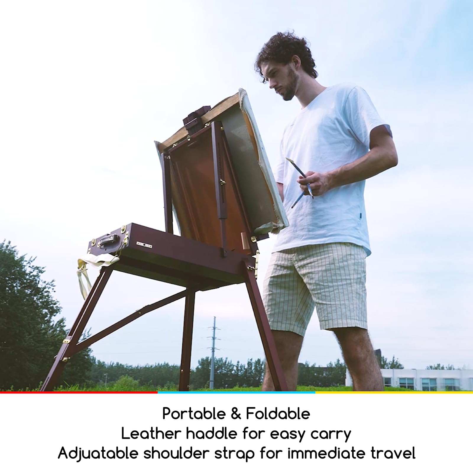 MEEDEN French Easel: Professional Wooden Artist Easel for Outdoor Painting, Portable Travel Art Easel for Adults - Perfect for Plein Air, Studio & Landscape Painting
