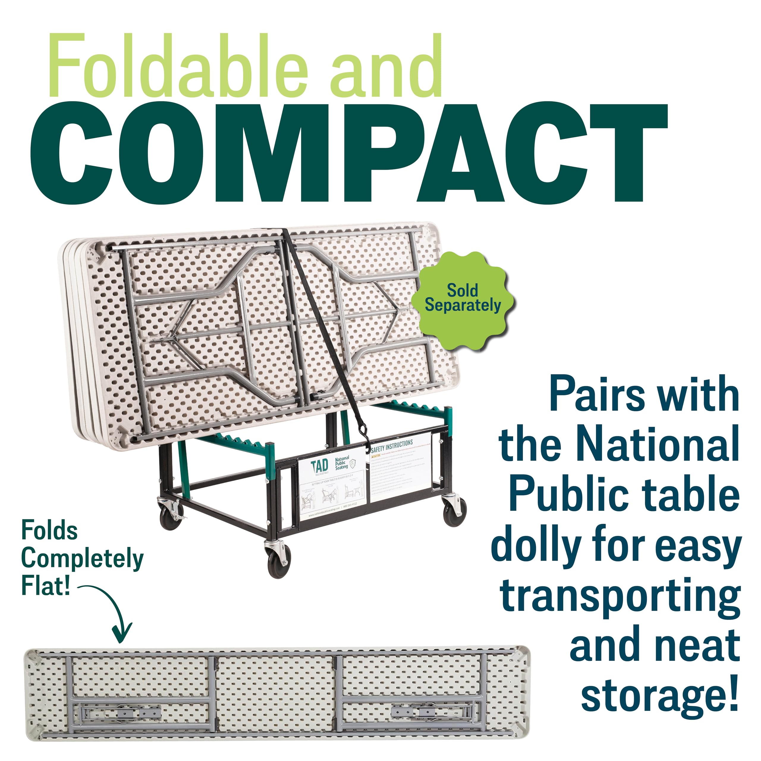 National Public Seating 18x96 Inch Heavy Duty Folding Table - Portable Conference Table for Office, Training Rooms & Events - Lightweight Durable Indoor/Outdoor Use in Speckled Gray - Perfect for Seminars, Trade Shows & Banquets