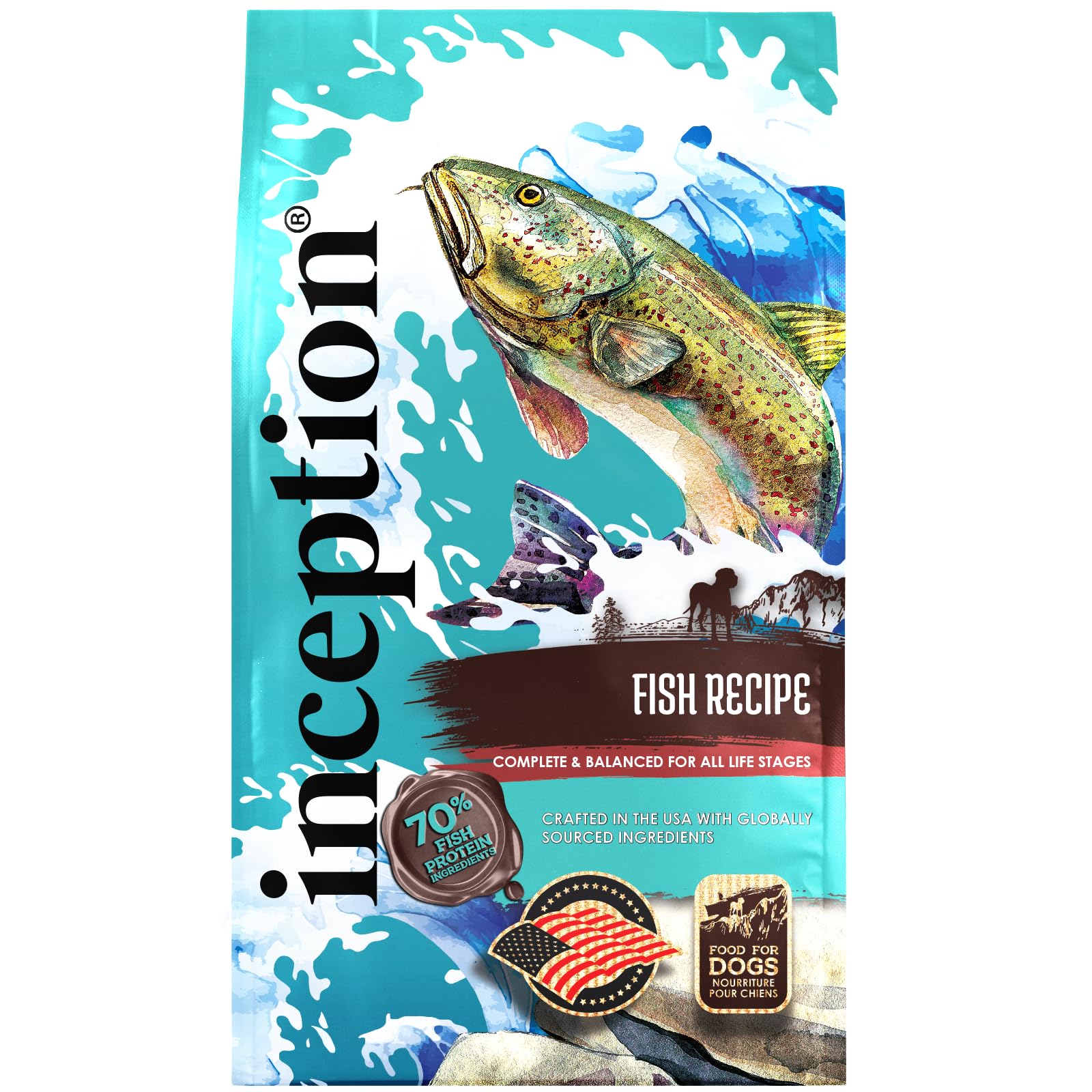 **Inception® Dry Dog Food Fish Recipe – Grain-Free, High-Protein, Complete & Balanced Dog Food – Meat First, Legume Free – 27 lb. Bag – Perfect for Adult Dogs & Puppies with Sensitive Stomachs**