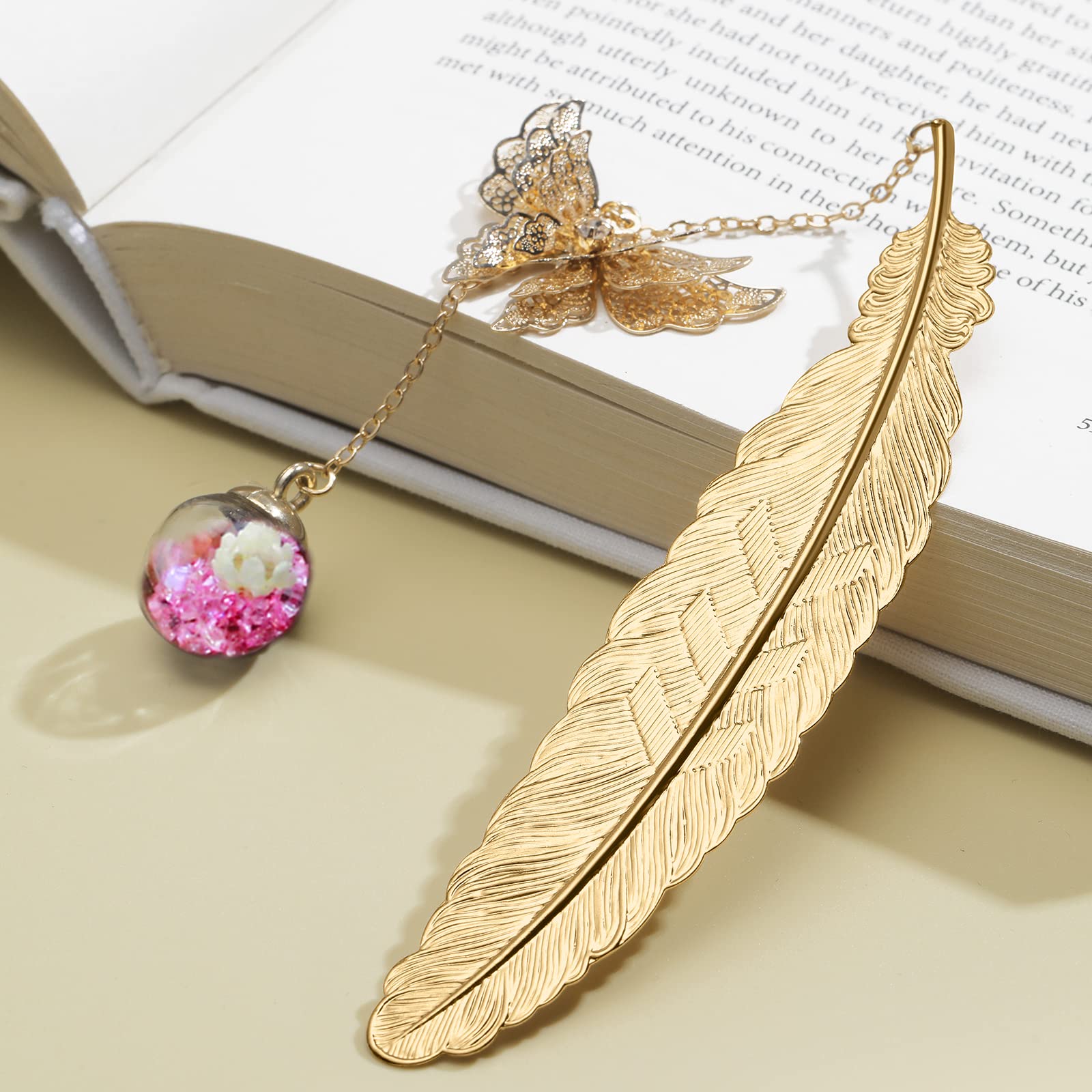 2 Pack Metal Feather Bookmark with Gift Box - Elegant & Funny Book Lover Gifts for Women - Perfect for Birthday, Christmas, Valentine's Day & Stocking Stuffers - Great for Readers, Book Clubs & Literary Enthusiasts