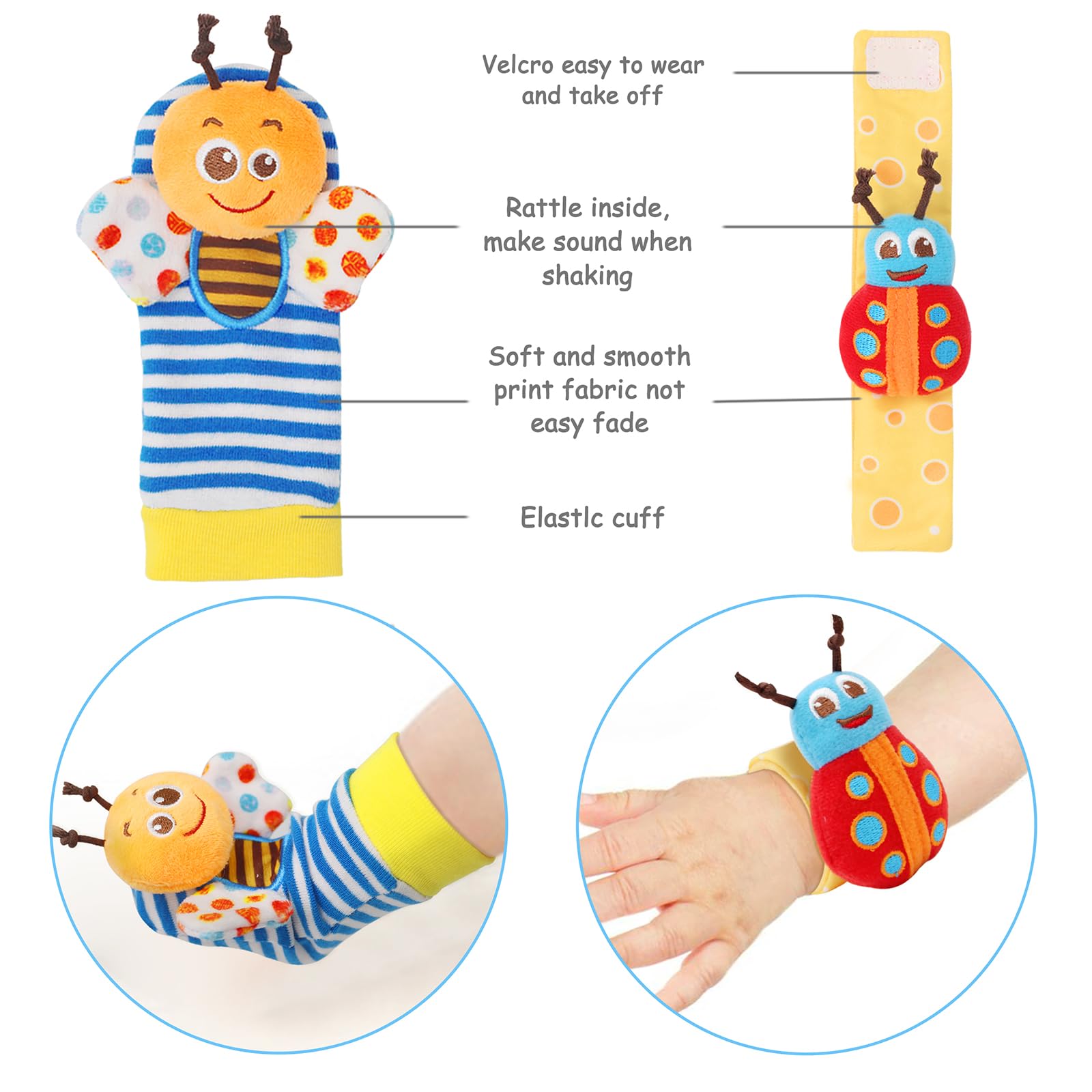 Bloobloomax Baby Rattles Toys 0-12 Months - Hand & Foot Toys for Newborns - Perfect Baby Shower Gifts for Girls & Boys