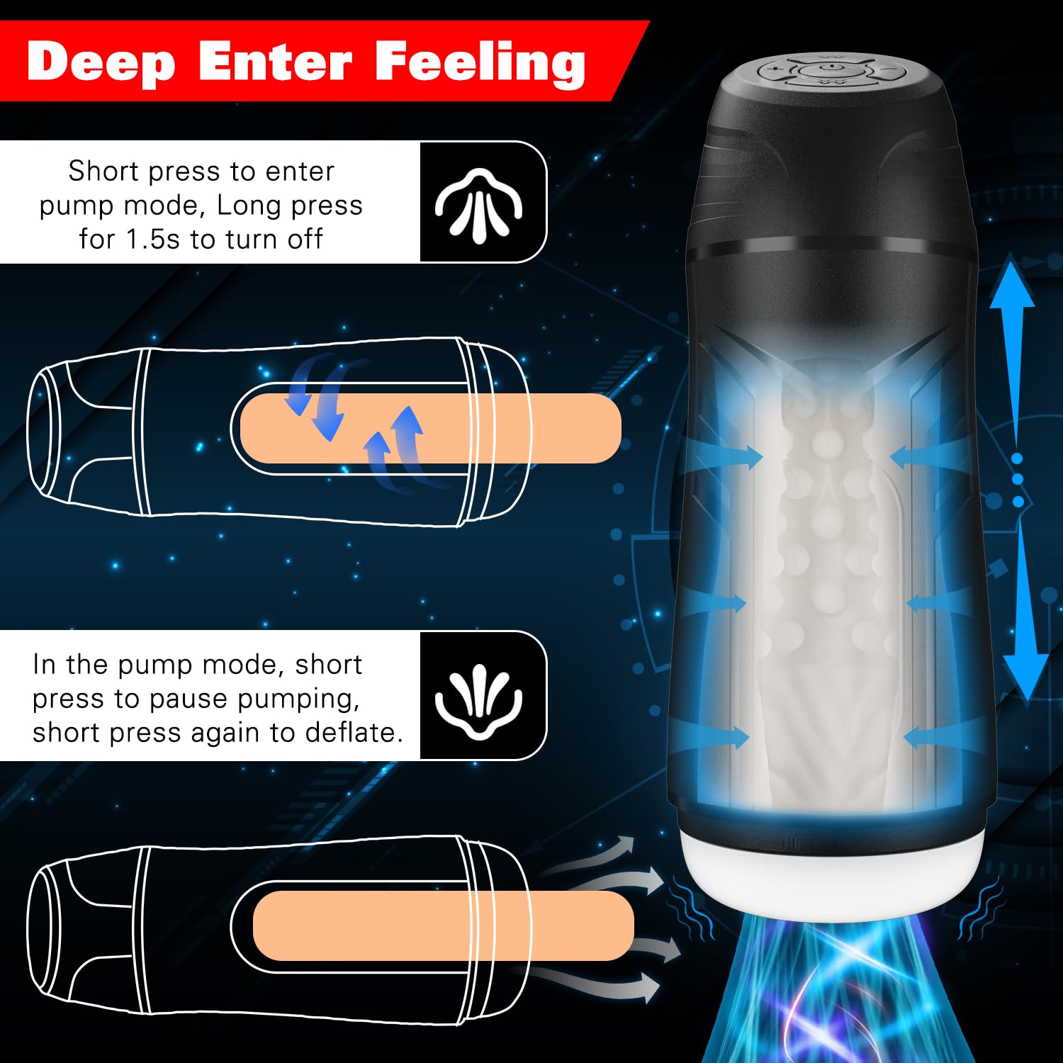 Electric Penis Pump for Men - Automatic Male Masturbator with 3 Suction & 3 Vibration Modes, Rechargeable Adult Sex Toy for Solo Pleasure - Perfect for Discreet Home Use & Stress Relief (Black)