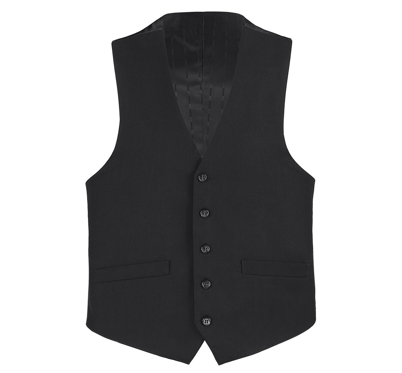 Alessandro Vitello by Renoir Black Business Suit Vest - Regular Fit Waistcoat for Men | Formal Office Wear, Wedding Attire & Professional Dress Suit