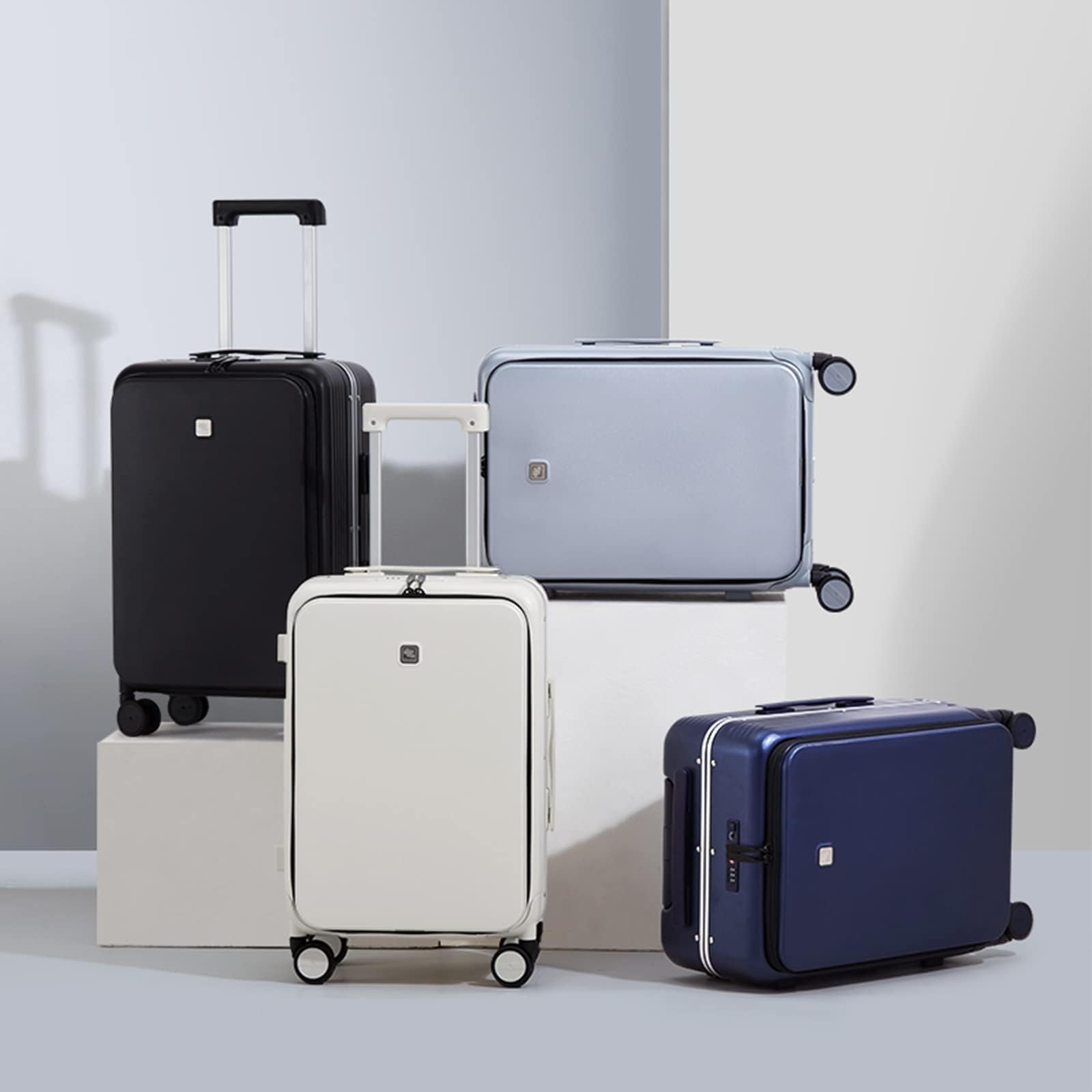 Hanke Grace 20 Inch Hard Shell Carry On Luggage with Wheels - Airline Approved Aluminum Frame Suitcase with Front Pocket for Business Travel & Short Trips (Jet Black) | Perfect for Business Professionals & Weekend Getaways