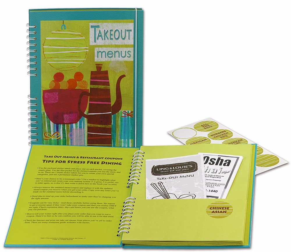 Colorful Takeout Menu Organizer for Kitchens | Meadowsweet Kitchens | Perfect for Restaurant Menus, Coupons & Recipes Organization