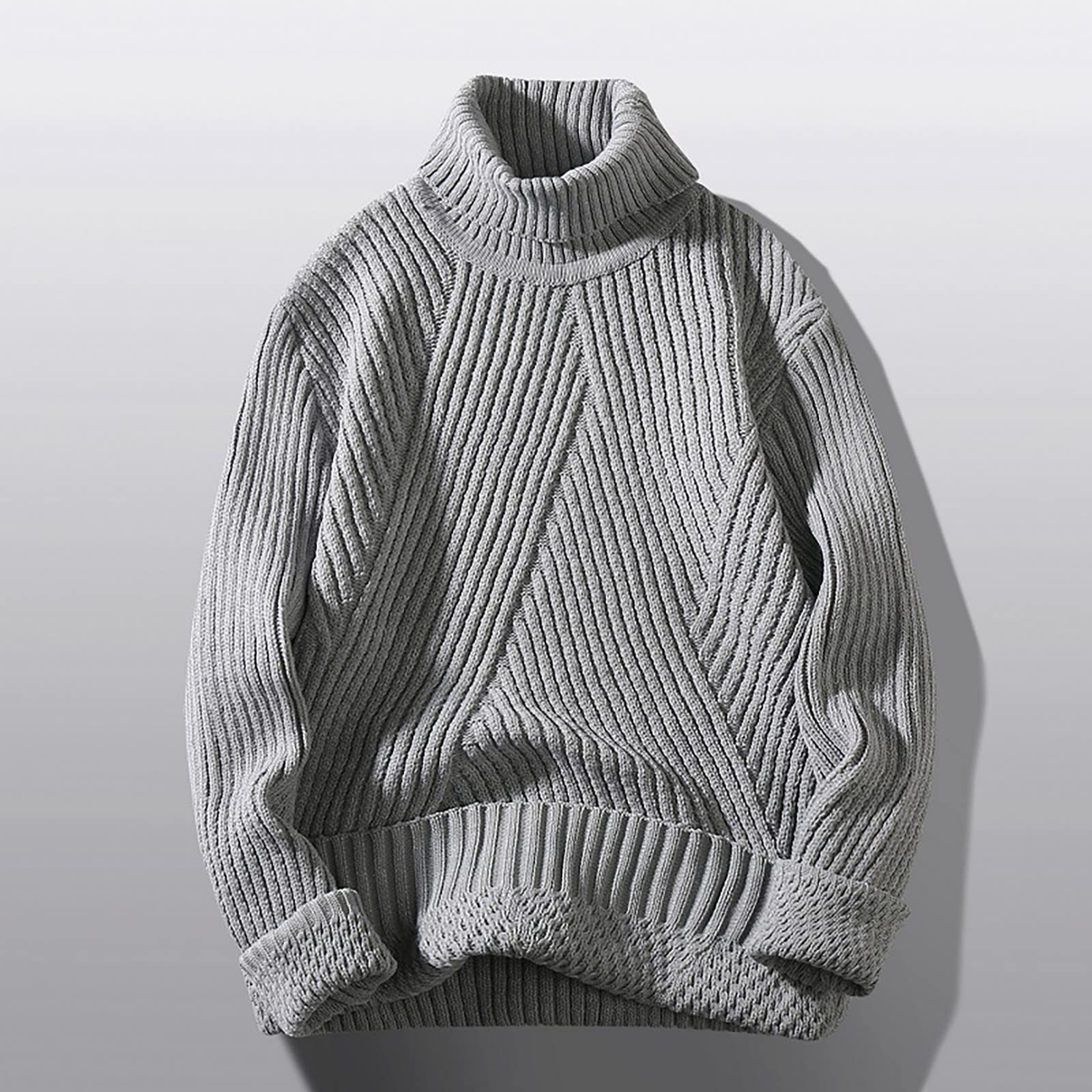 Men's Fashion Turtleneck Sweater - Casual Loose Fit Winter Pullover with Cable Knit Design | Long Sleeve Warm Sweater for Office, Date Night & Holiday Outfits