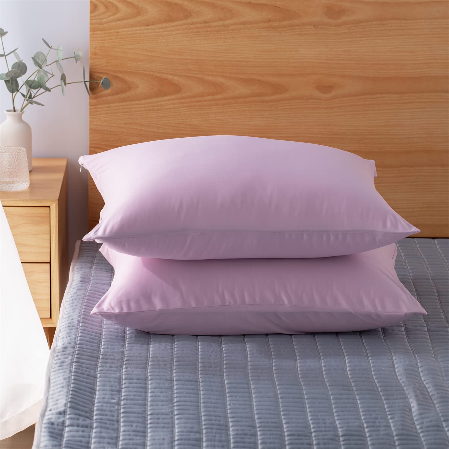 KASENTEX Zippered Pillowcase Set of 2 - 20x26 Standard/Queen for Hair & Skin Care - Home & Travel Use