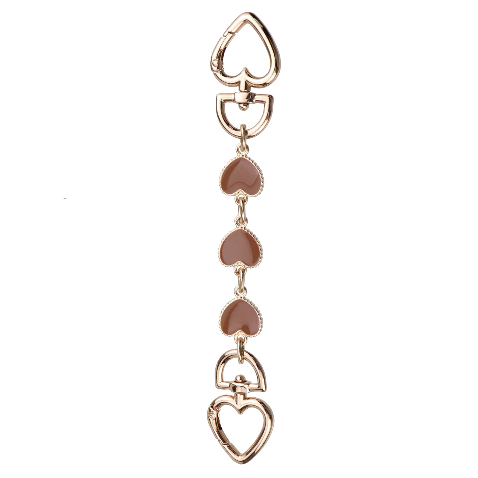 2pcs Brown Heart-Shaped Bag Extender Chain - Purse Strap Extender, Metal Handbag Replacement Strap, Gold Love Bag Charm for Crossbody Bags - Perfect for DIY Purse Making & Fashion Accessories (Brown)