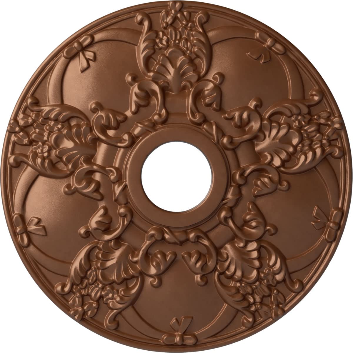 Ekena Millwork Norwich 18 Inch Ceiling Medallion - Hand-Painted Polished Copper Finish - 18
