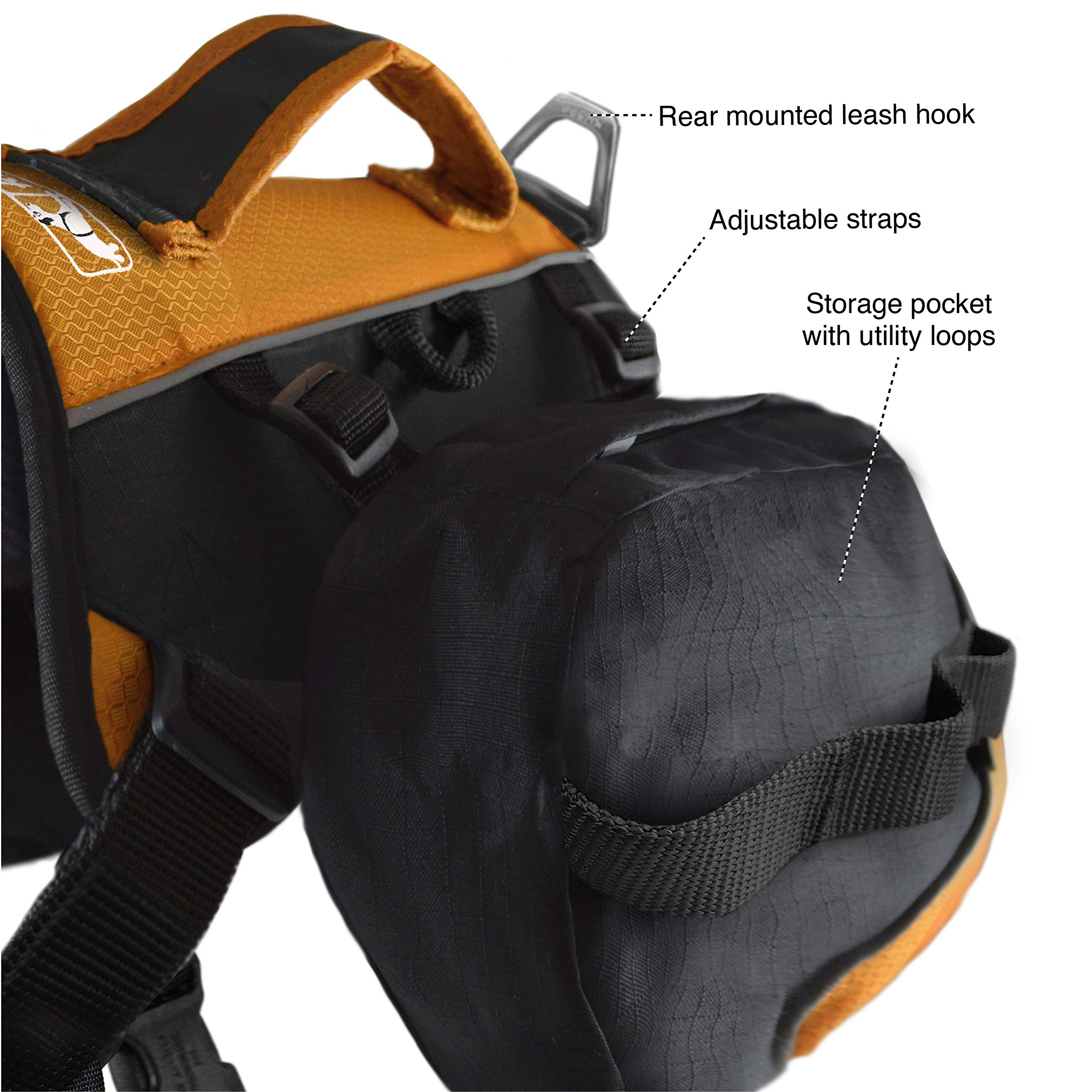 Kurgo Dog Saddlebag Backpack - Lightweight Reflective Hiking Pack for Medium & Large Dogs | Adjustable Travel Vest Harness for Camping, Walking & Outdoor Adventures | Durable Pet Carrier with Storage Pockets
