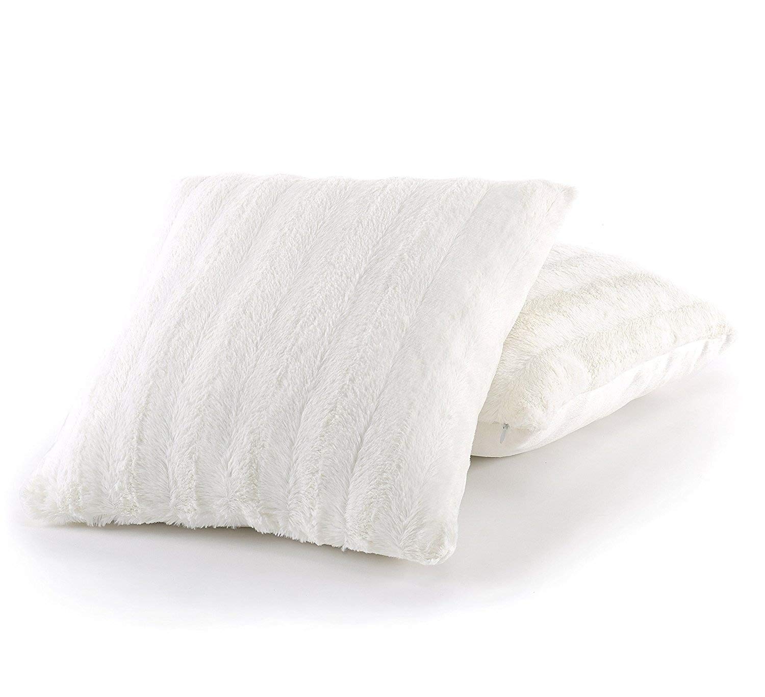 Cheer Collection Faux Fur Throw Pillows Set of 2 - 18x18 Inch Soft Decorative Couch & Bed Pillows, Chocolate Accent Pillows for Bedroom or Living Room Decor - Perfect for Cozy Home Aesthetic, Sofa Styling and Comfortable Lounging