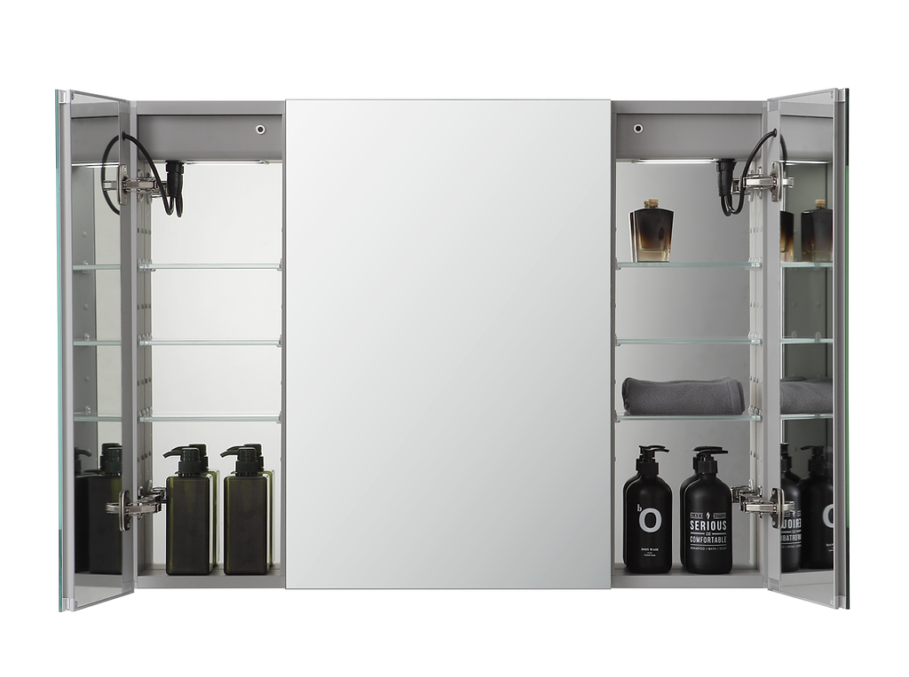 Aquadom Signature Royale 48x30 Inch LED Lighted Triple Door Bathroom Medicine Cabinet - Perfect for Modern Bathrooms, Vanities & Home Decor