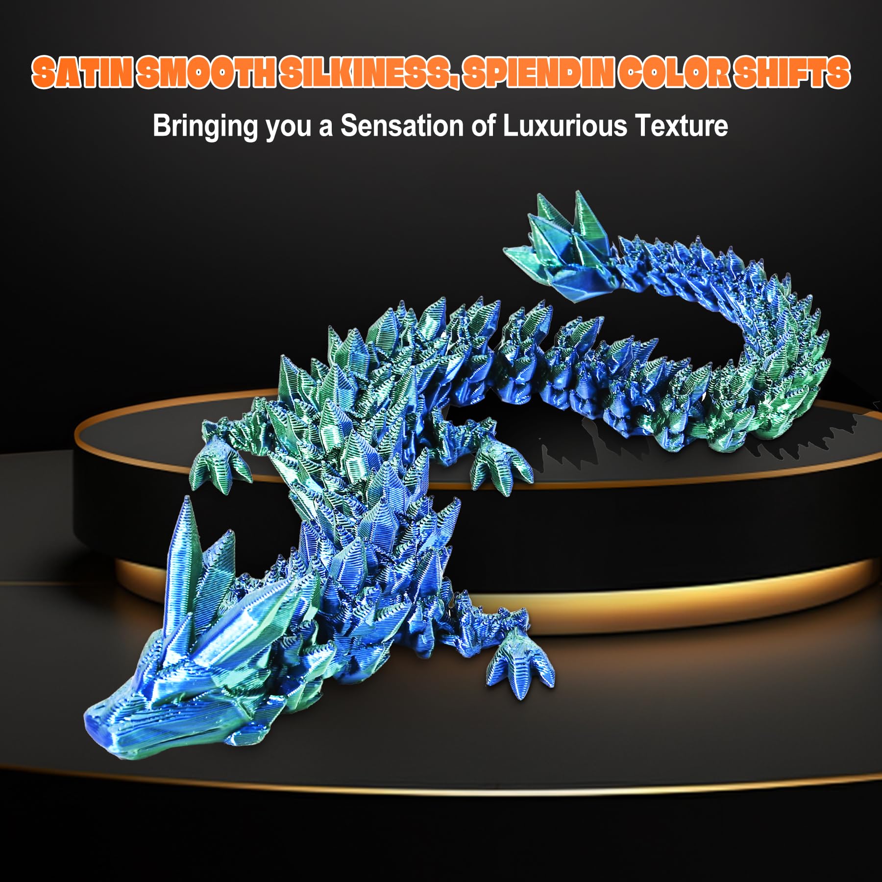 3D Printed Crystal Dragon Fidget Toys - 2PCS for Home & Office Decor