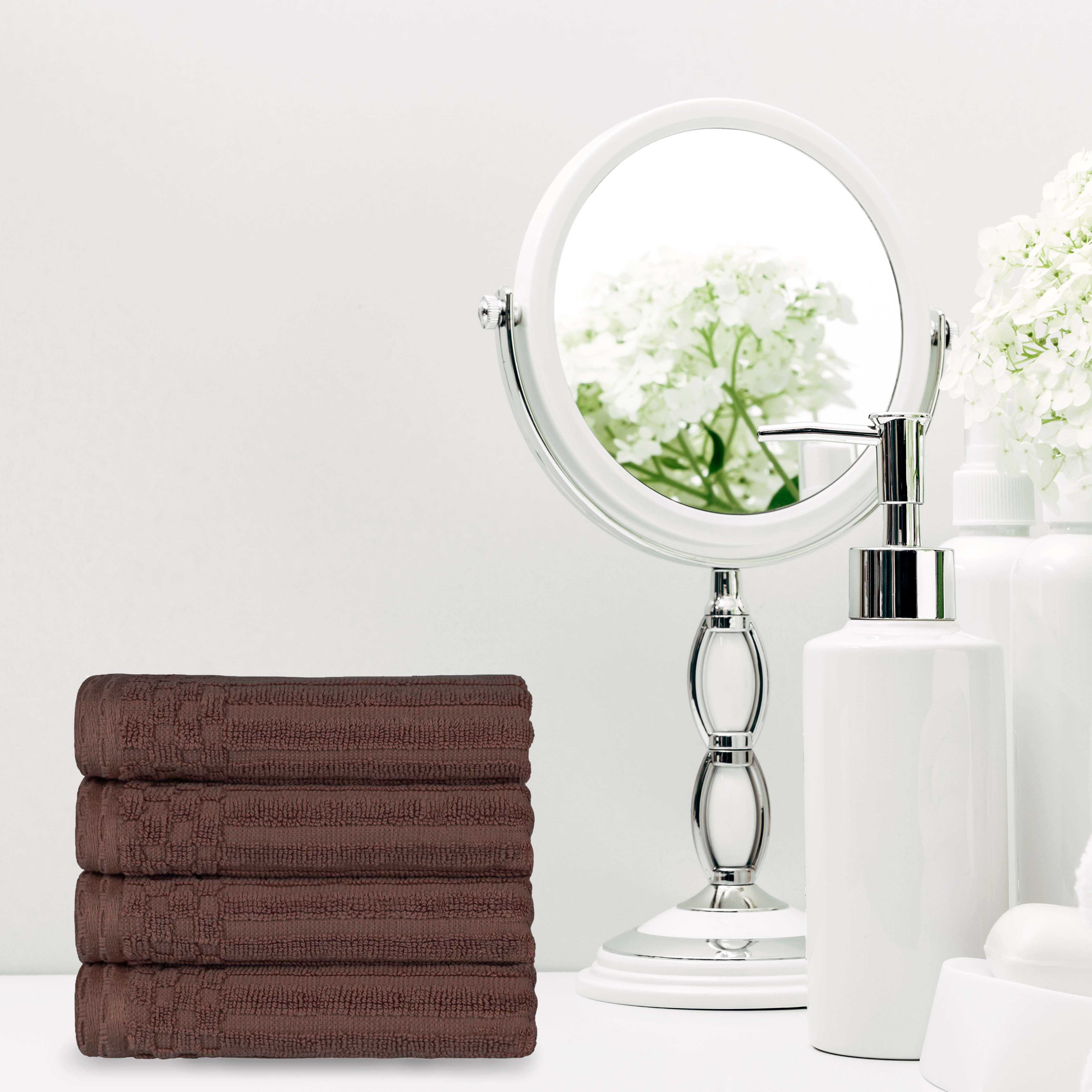 Premium Cotton Ribbed Textured Hand Towels - Ultra Absorbent 4-Piece Bath Towel Set for Kitchen, Bathroom & Gym - Soft Quick-Drying Guest Towels