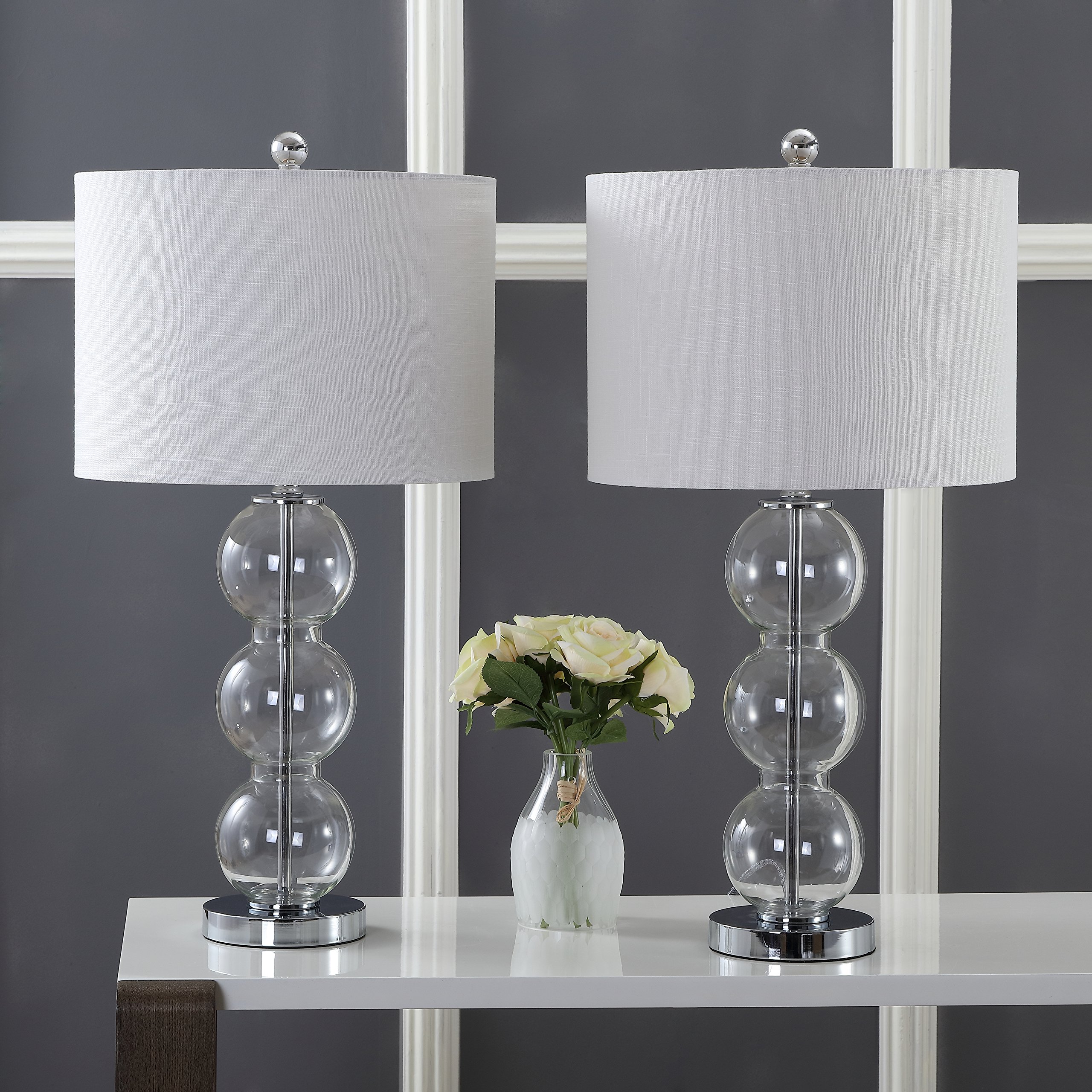 Jonathan Y JYL1070D-SET2 Set of 2 Modern Glass Triple-Sphere LED Table Lamps - 27