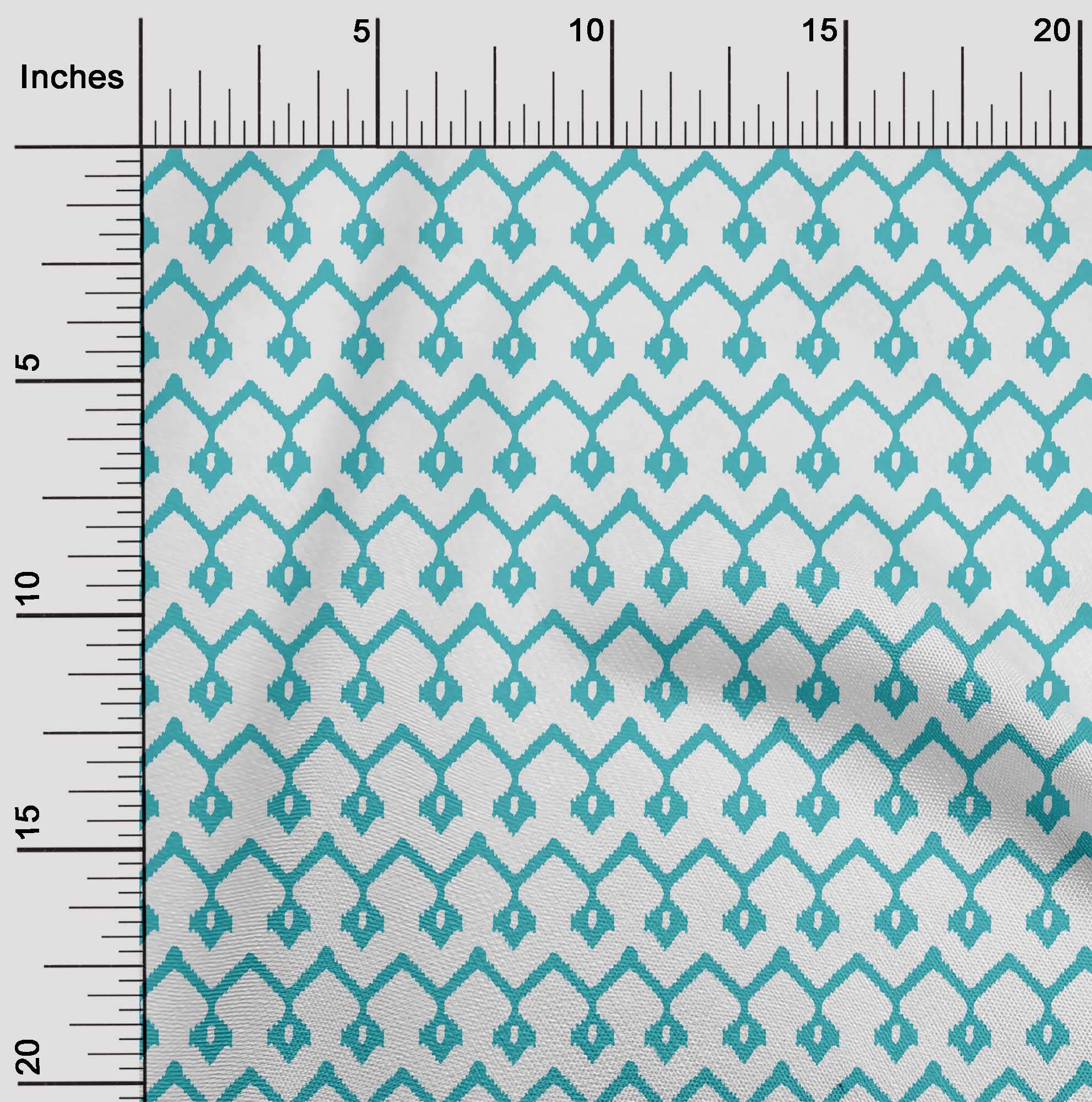 oneOone Viscose Chiffon Turquoise Blue Ikat Print Fabric by The Yard - 42 Inch Wide for DIY Clothing, Dresses & Home Decor Sewing Projects | Soft, Flowy Material for Scarves, Curtains & Crafting