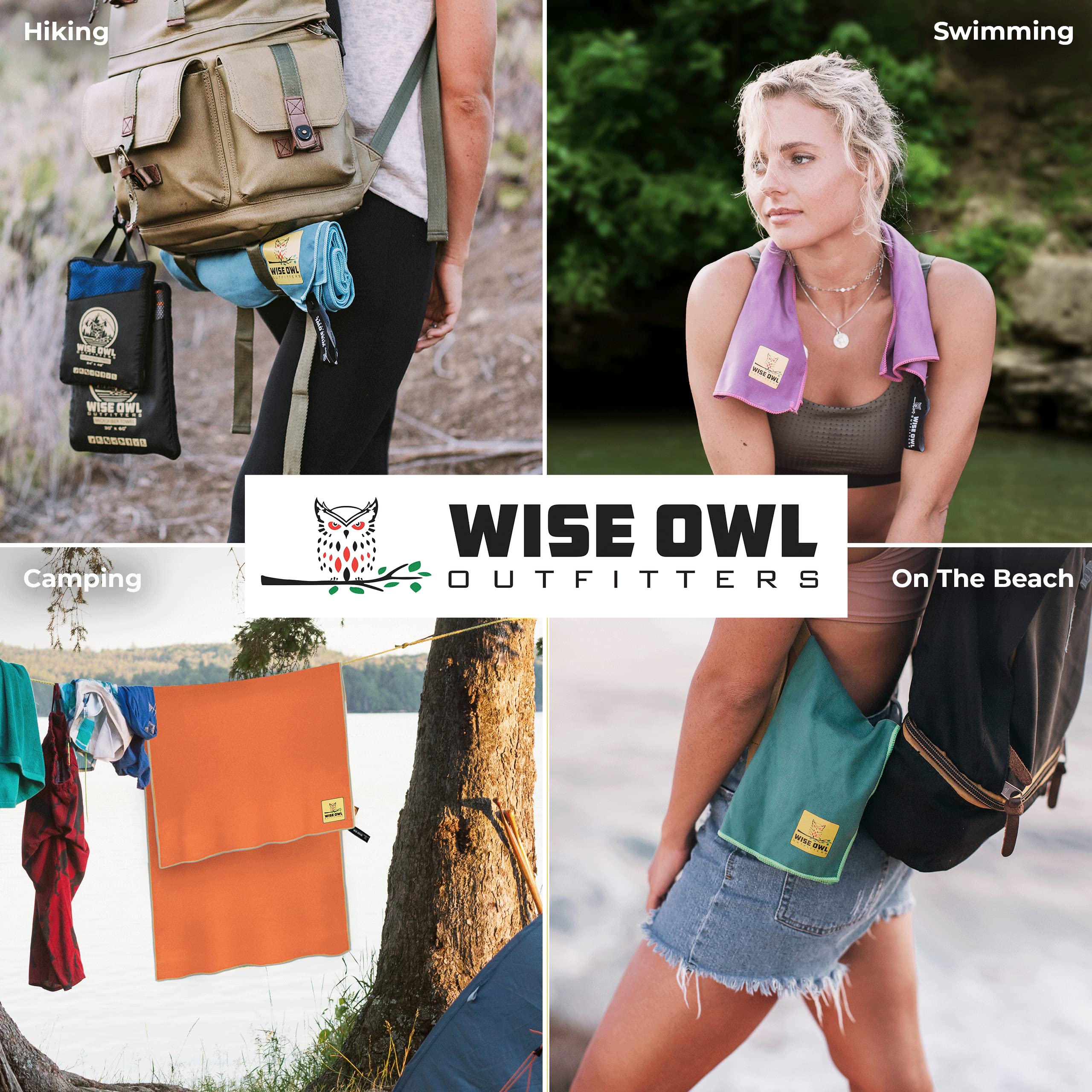 Wise Owl Outfitters Quick-Dry Camping Towel - Lightweight Microfiber Travel Towel for Hiking, Yoga, Gym & Backpacking | Perfect for Outdoor Adventures, Beach Trips & Sports Activities