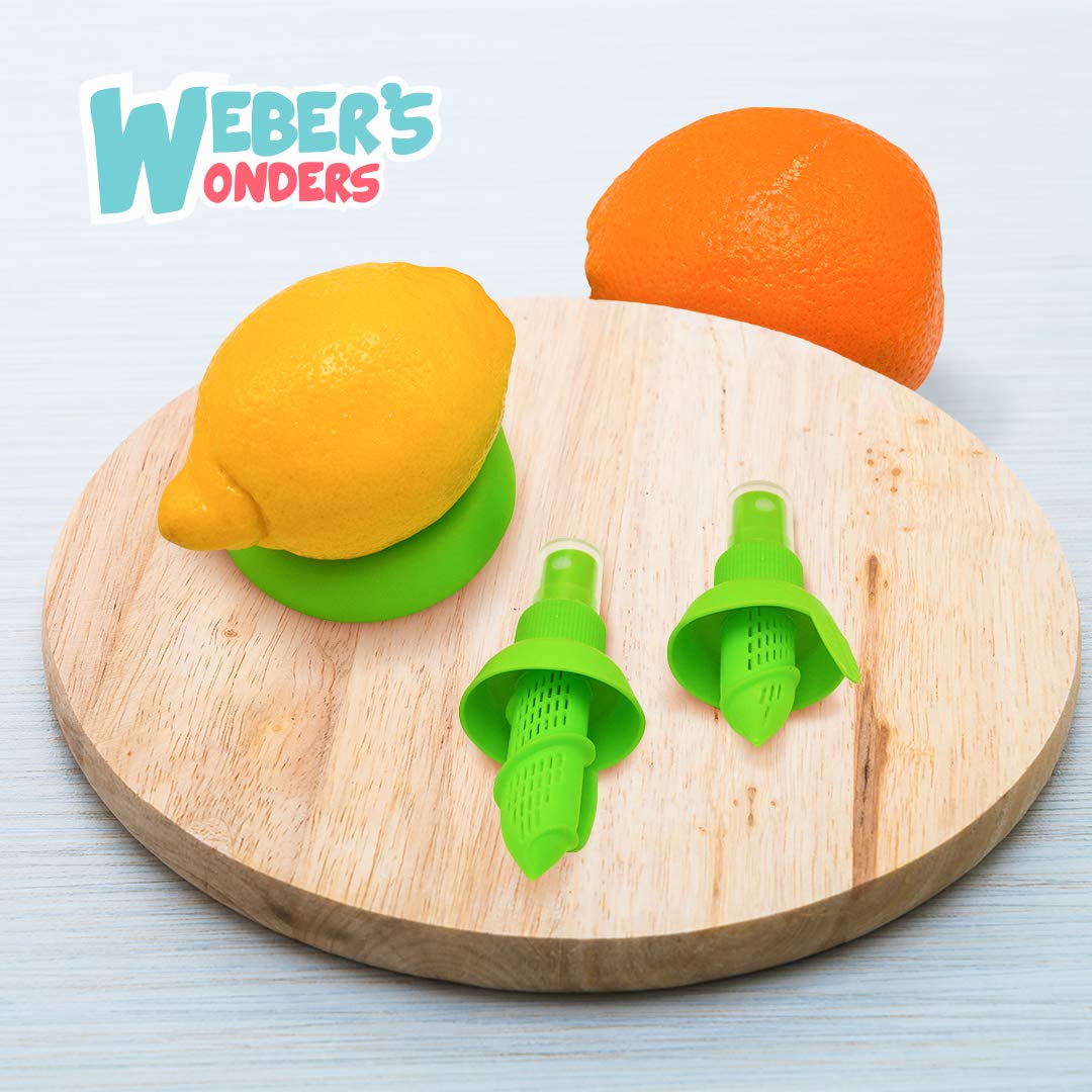 Weber’s Wonders 3-Piece Lemon Sprayer Kit - Orange Juice Extractor, Citrus Juicer & Squeezer - Vegetable & Salad Cleaner Spray - Fresh Lime Storage Gadget - Perfect for Cocktails, Cooking & Healthy Snacks