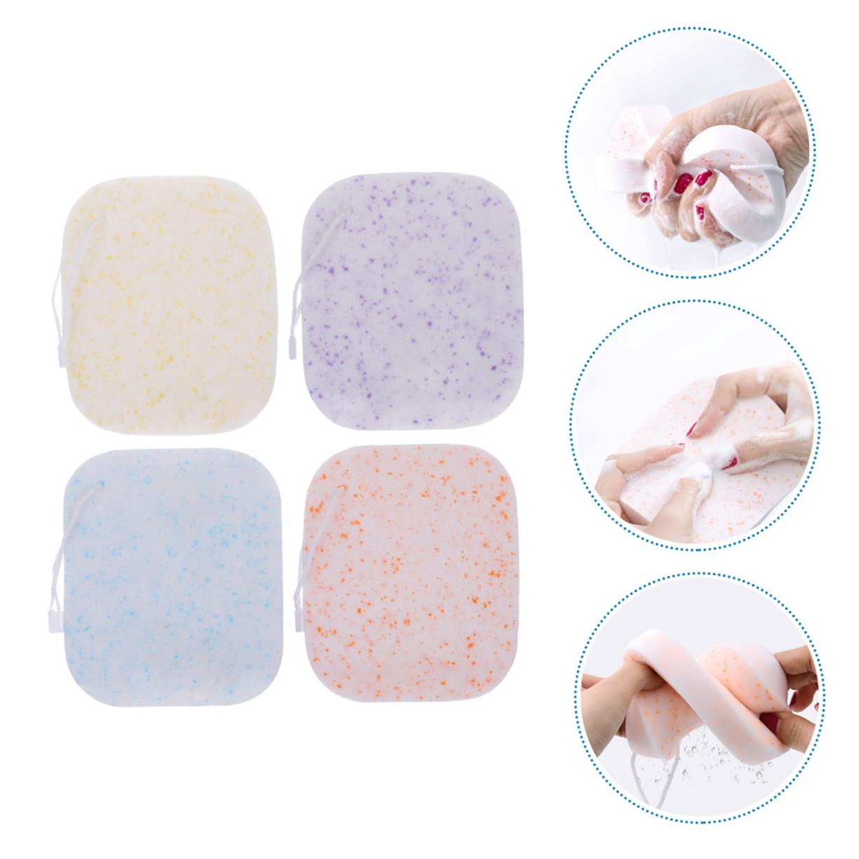 Beautifuful Thickened Facial Cleansing Sponges 4 Pack - Gentle Exfoliating Makeup Remover Sponges for Travel & Daily Skincare | Soft Face Wash Puff for Sensitive Skin & Makeup Application