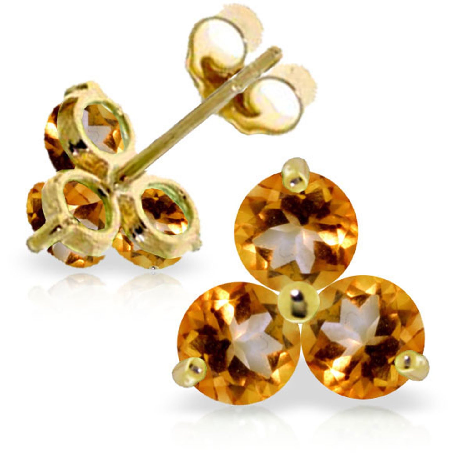 1.5 Carat 14k Solid Gold Citrine Stud Earrings for Women - Dainty Summer Jewelry Gift for Sister, Birthday, Anniversary & Everyday Wear