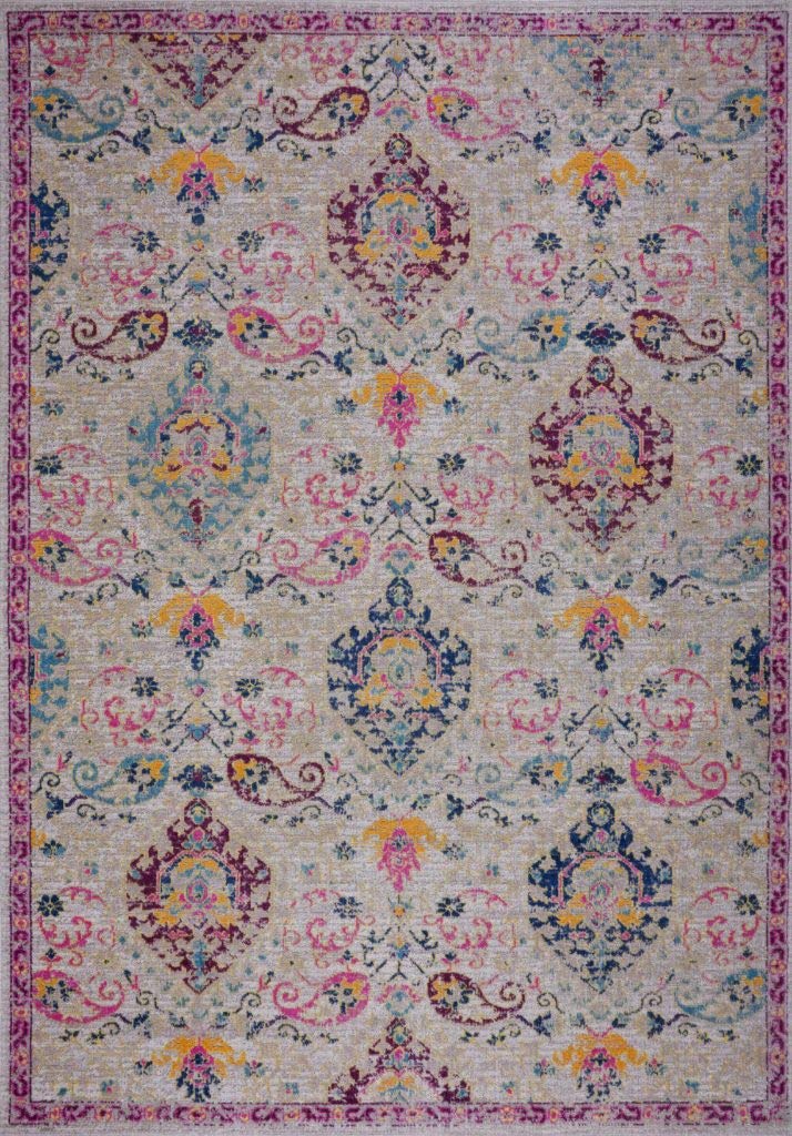 Vintage Distressed Outdoor Area Rug - Aesthetic Beige and Cream Bohemian Decor Carpet for Living Room, Bedroom, Kitchen & Office - 5x8 Feet (160x230cm) - Perfect for Patio, Dorm, and Cozy Home Decor