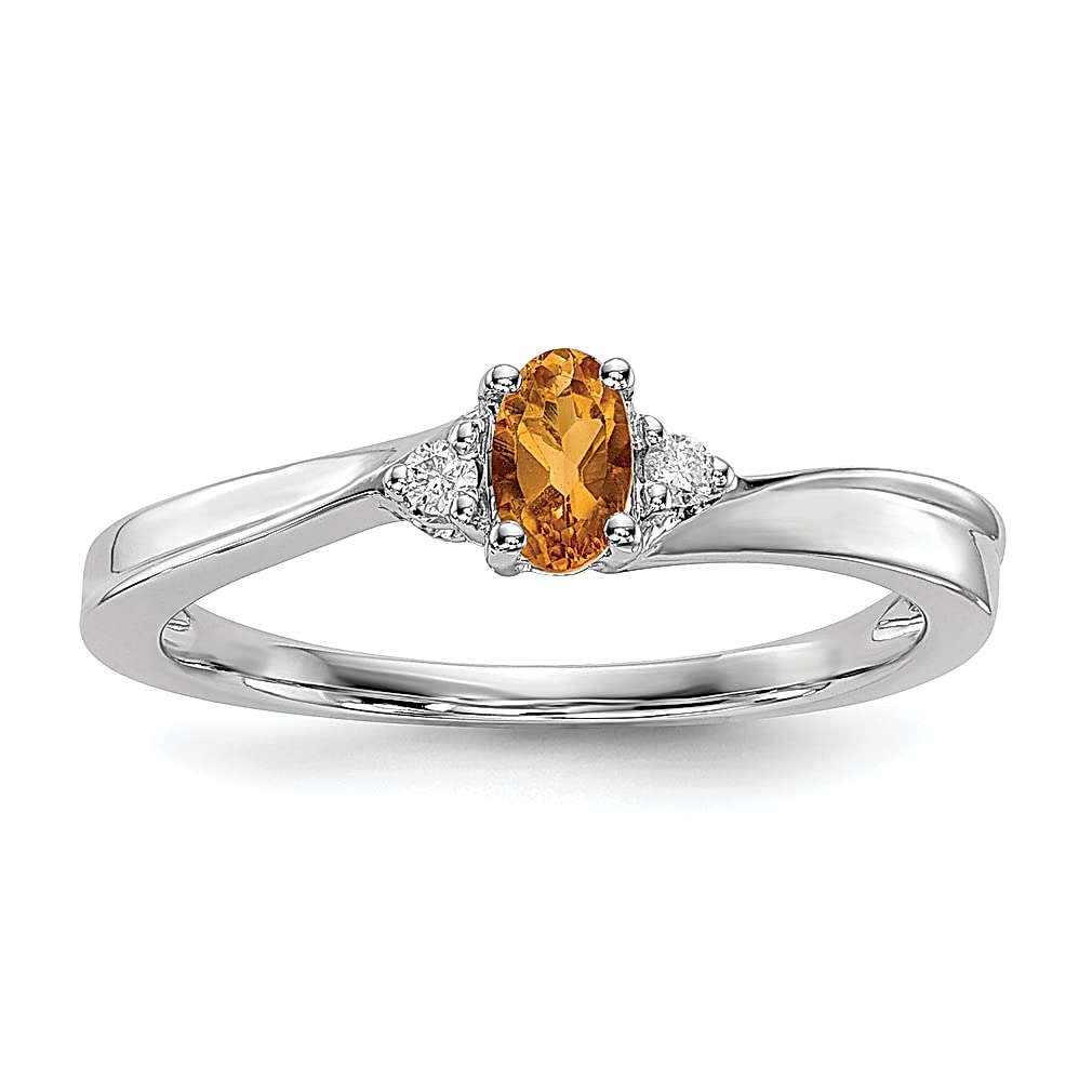 925 Sterling Silver Yellow Citrine & Diamond November Birthstone Ring for Women - Elegant Fine Jewelry Gift for Her, Perfect for Birthdays, Anniversaries & Special Occasions