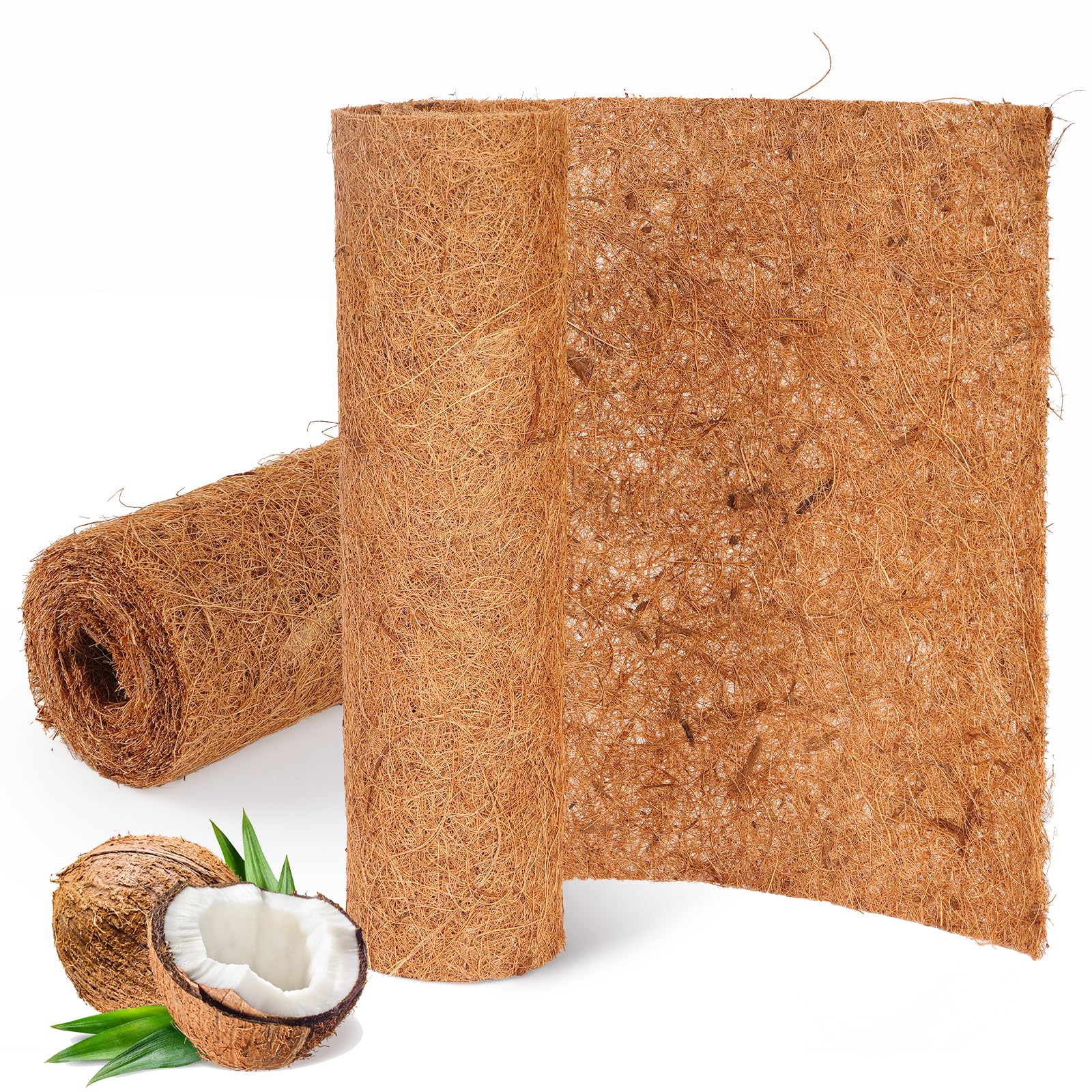 Natural Coconut Fiber Planter Liners 12x40 Inch - Eco-Friendly Coco Coir Sheets for Window Boxes, Flower Baskets, Reptile Mats & Pet Pads | Perfect for Indoor/Outdoor Gardening, Animal Habitats & Home Decor
