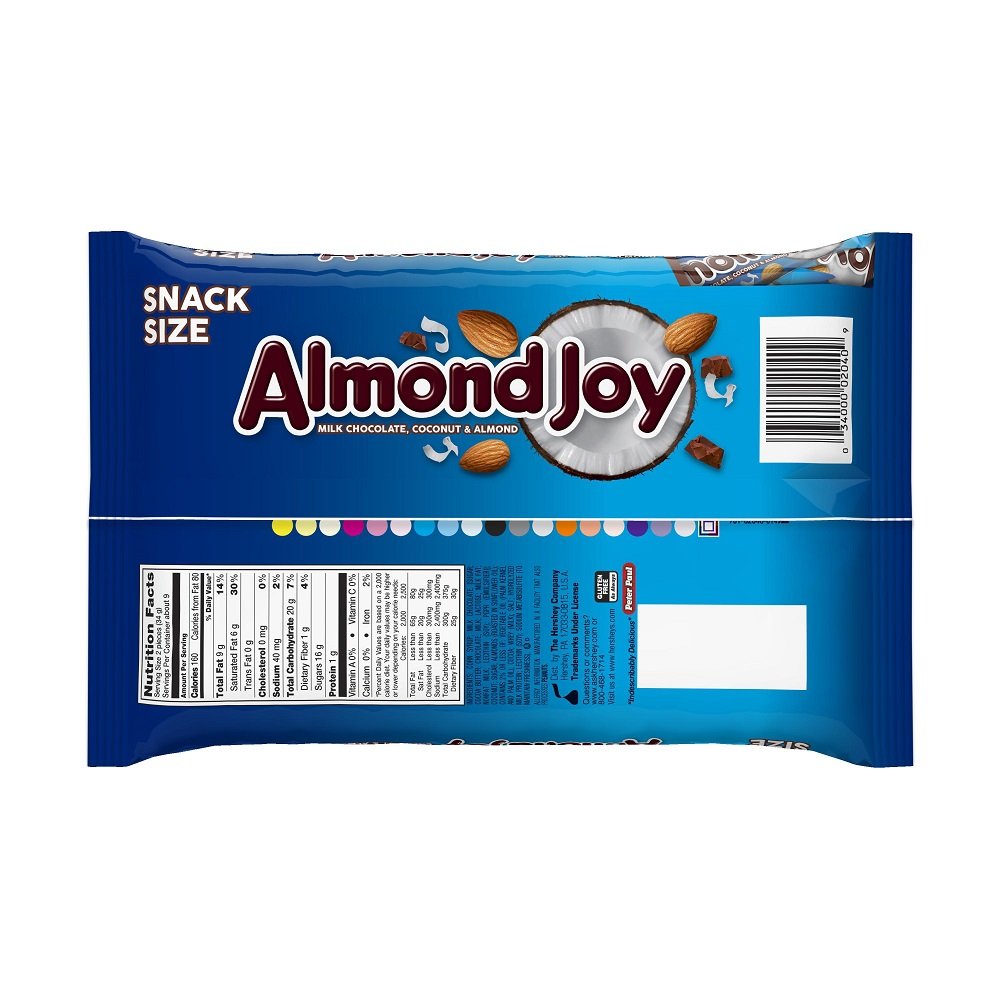 Almond Joy Candy Bars - Snack Size, 11.3-Ounce Bag (Pack of 12) - Perfect for Halloween, Parties, Office Snacks & Gift Baskets