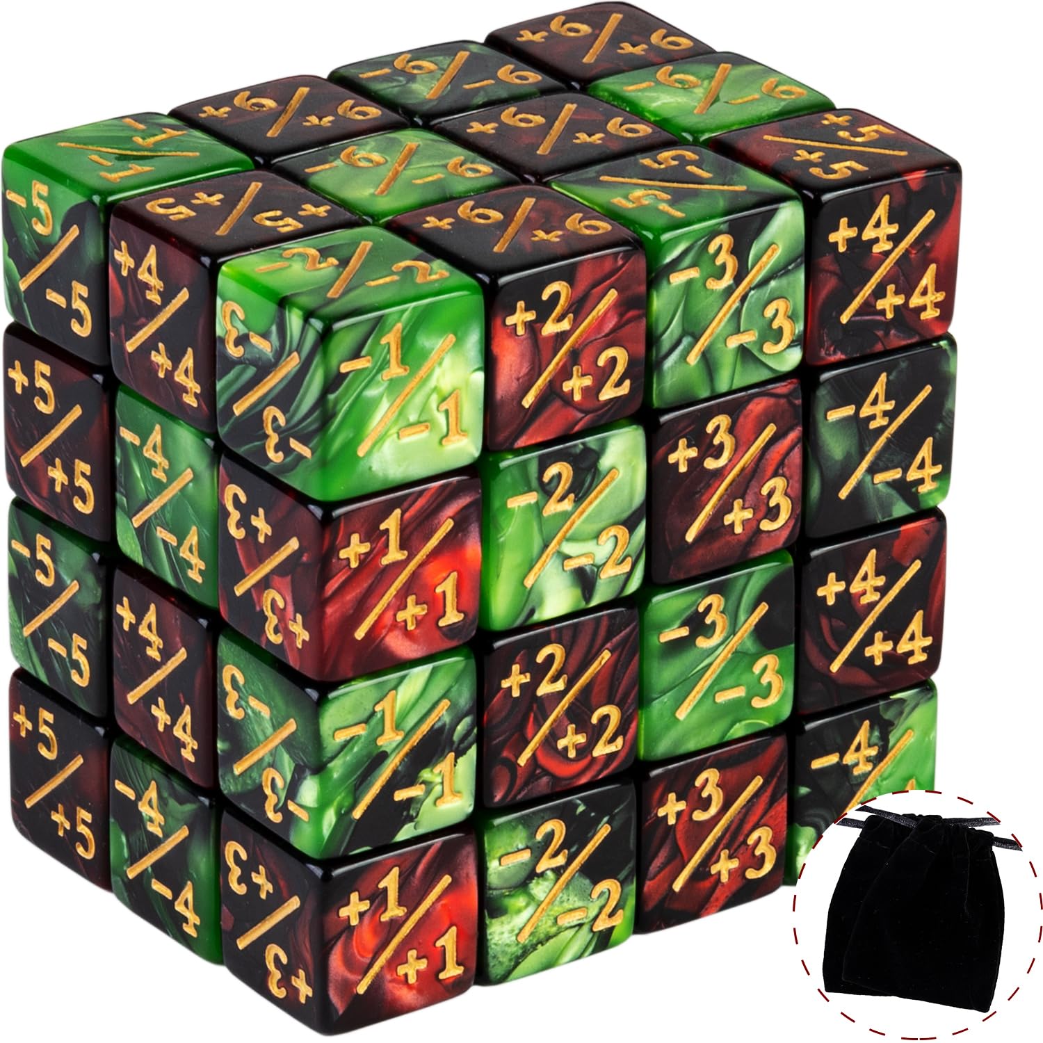 48-Piece MTG Dice Counter Set for Magic The Gathering - +1/+1 Counters, Loyalty & Life Tokens - Premium Ruby & Emerald Gaming Accessories - Perfect for Card Games, Tournaments & Collectors