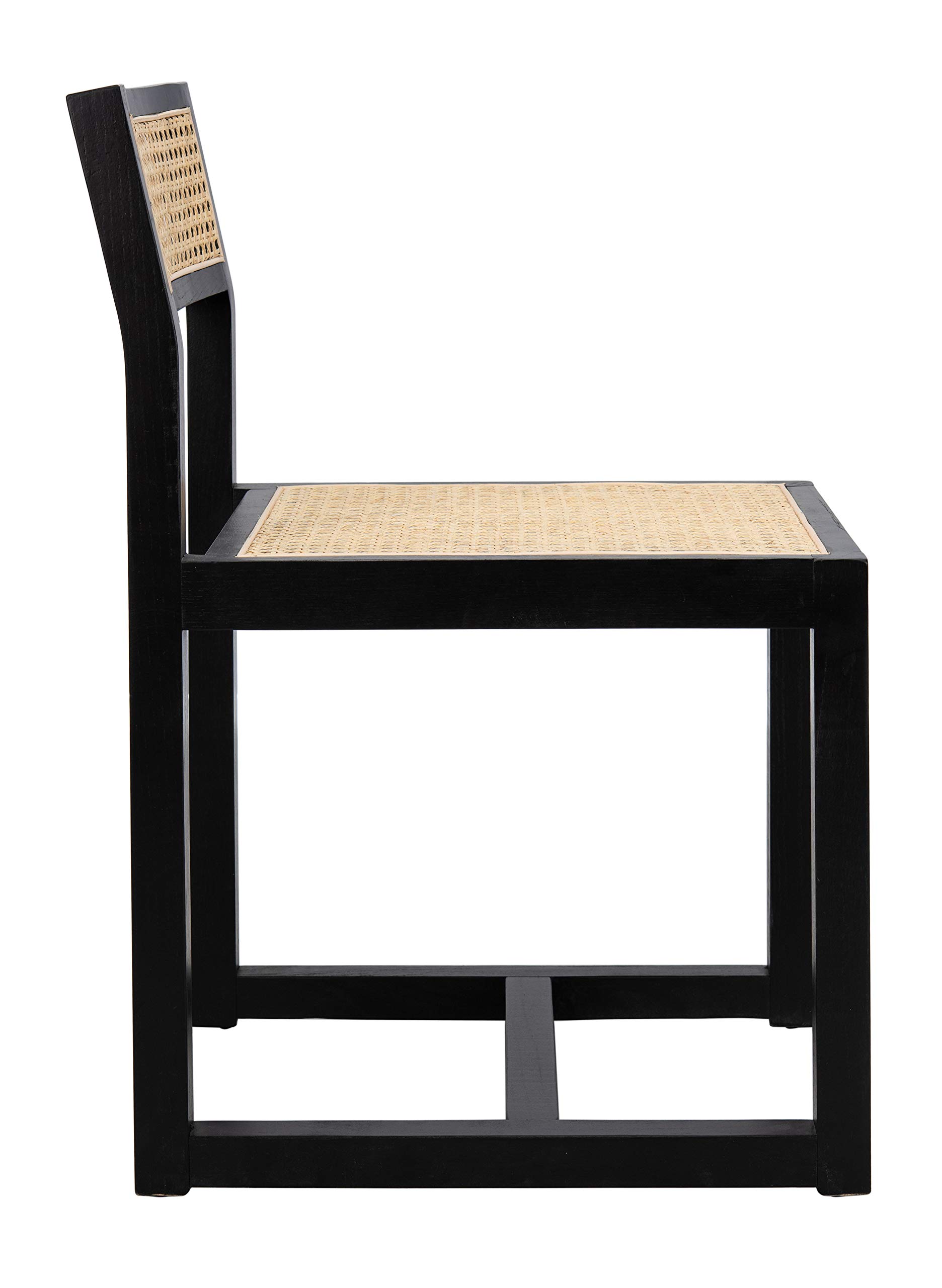 Safavieh Home Bernice White & Natural Cane Dining Chair - Modern Farmhouse Style Rattan Seat for Kitchen, Dining Room, or Outdoor Patio