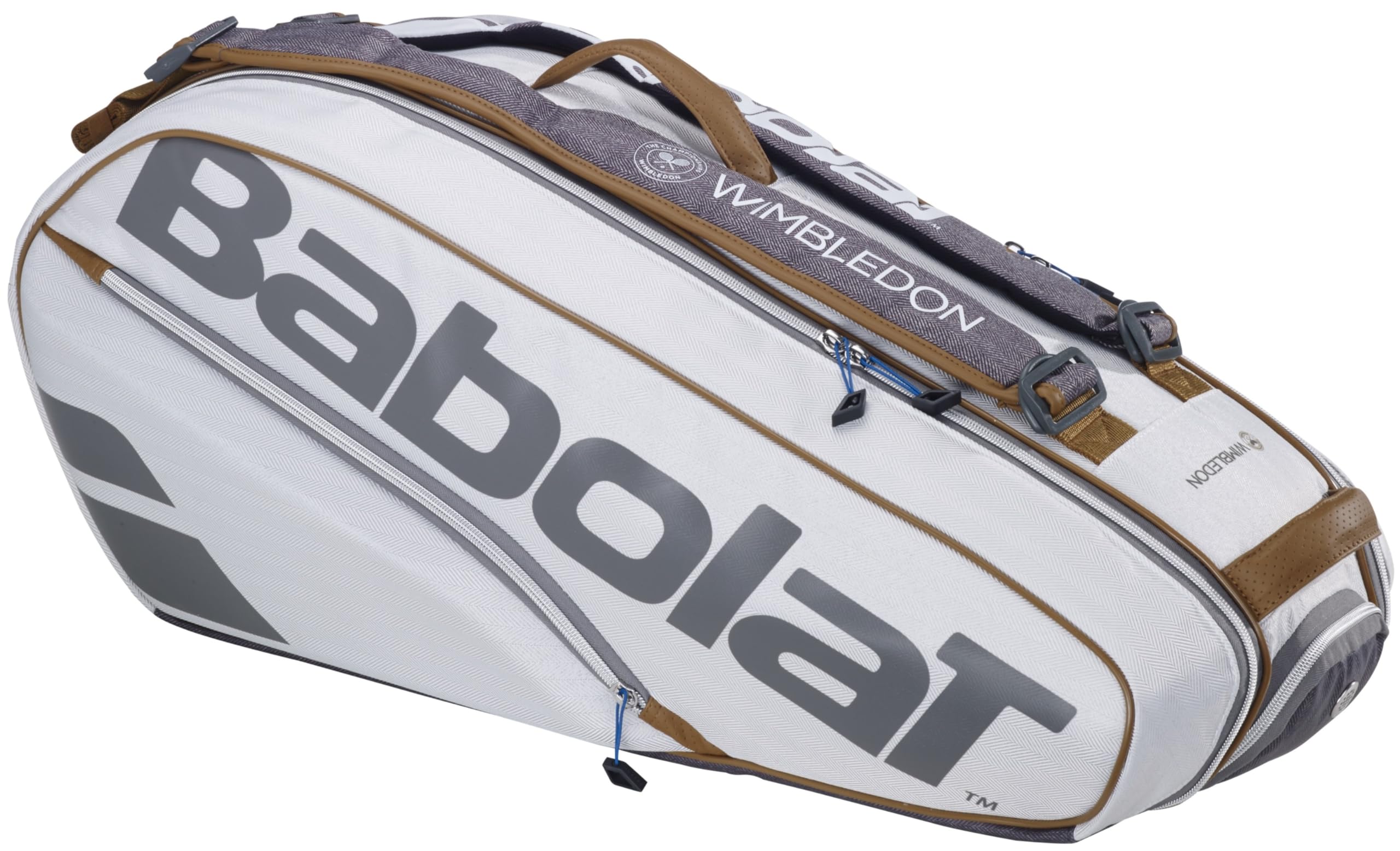 Babolat Pure Wimbledon Tennis Racquet Holder - 6 Pack Tennis Bag (White, 75 x 32 x 32 cm) | Premium Tennis Gear for Club Players & Tournament Storage