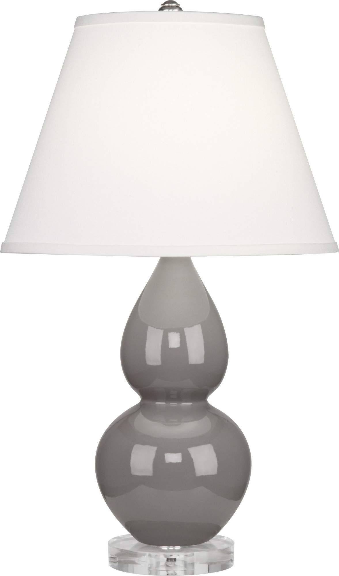 A770X Table Lamp with Pearl Dupioni Fabric Shades & Lucite Base - Smokey Taupe Glazed Ceramic Finish - Perfect for Bedroom, Living Room, and Office Decor