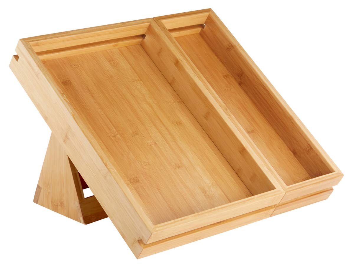 ROSSETTO SB111 Natura Tray & Stand Set - Medium Size (Set of 3) - Perfect for Bathroom Organization, Kitchen Countertop Storage & Bedroom Decor