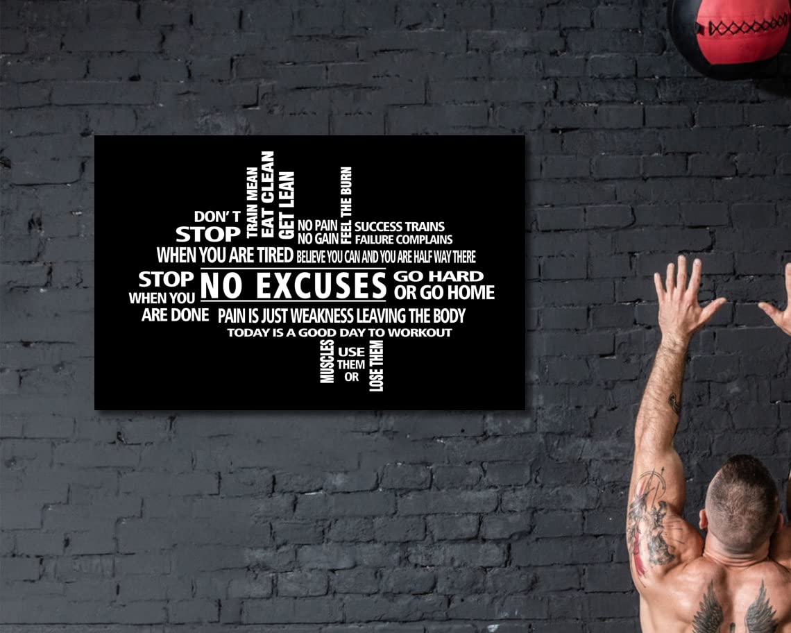 No Excuses Gym Sign - Motivational Wall Art for Home Gym & Fitness Room Decor - Perfect for Workout Motivation & Inspirational Spaces