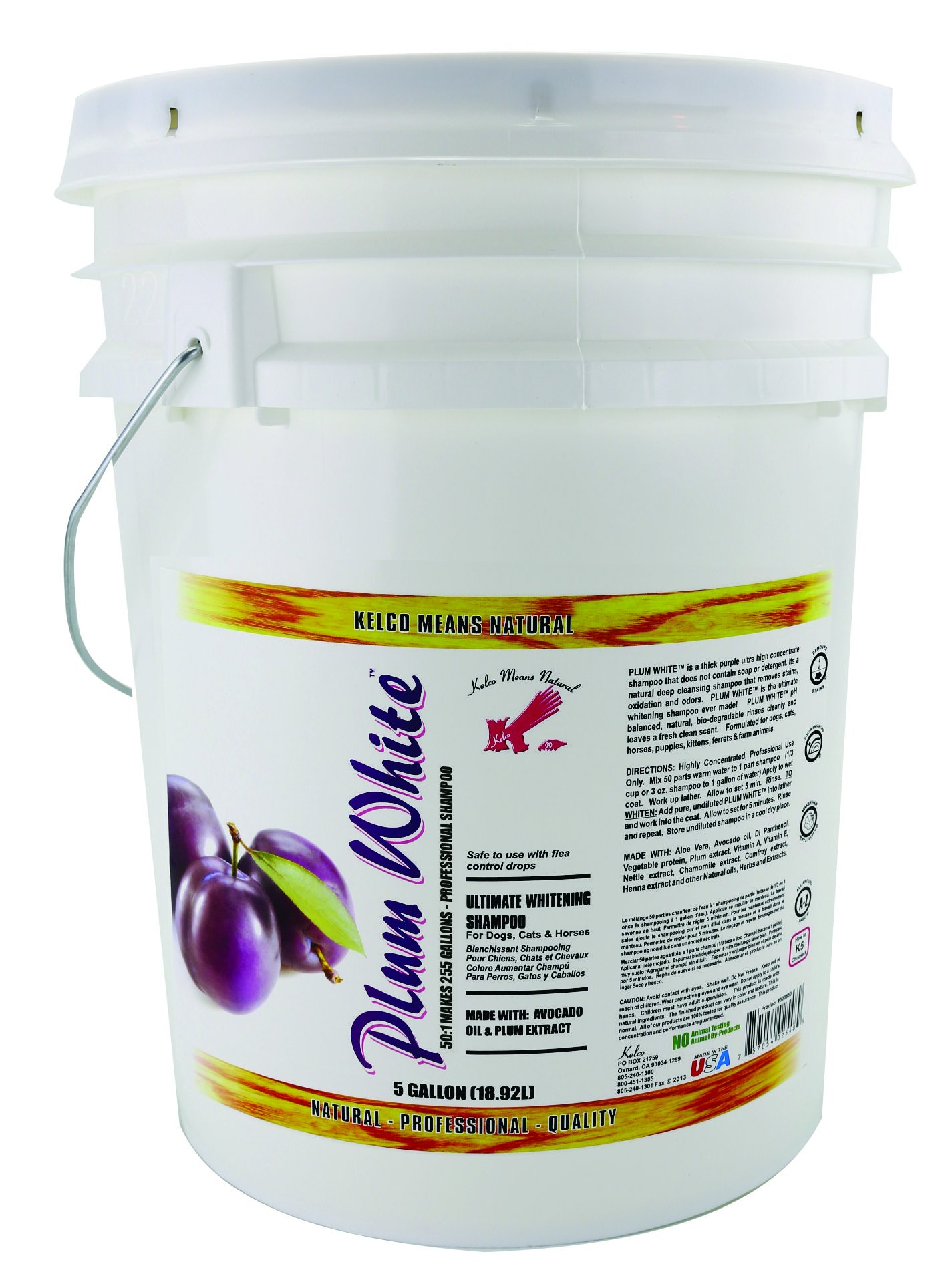 Kelco 50:1 Concentrated Plum White Shampoo - 5 Gallon Bulk Size for Salon & Professional Use | Deep Cleansing & Brightening for All Hair Types | Ideal for Commercial Salons, Spas & Home Hair Care