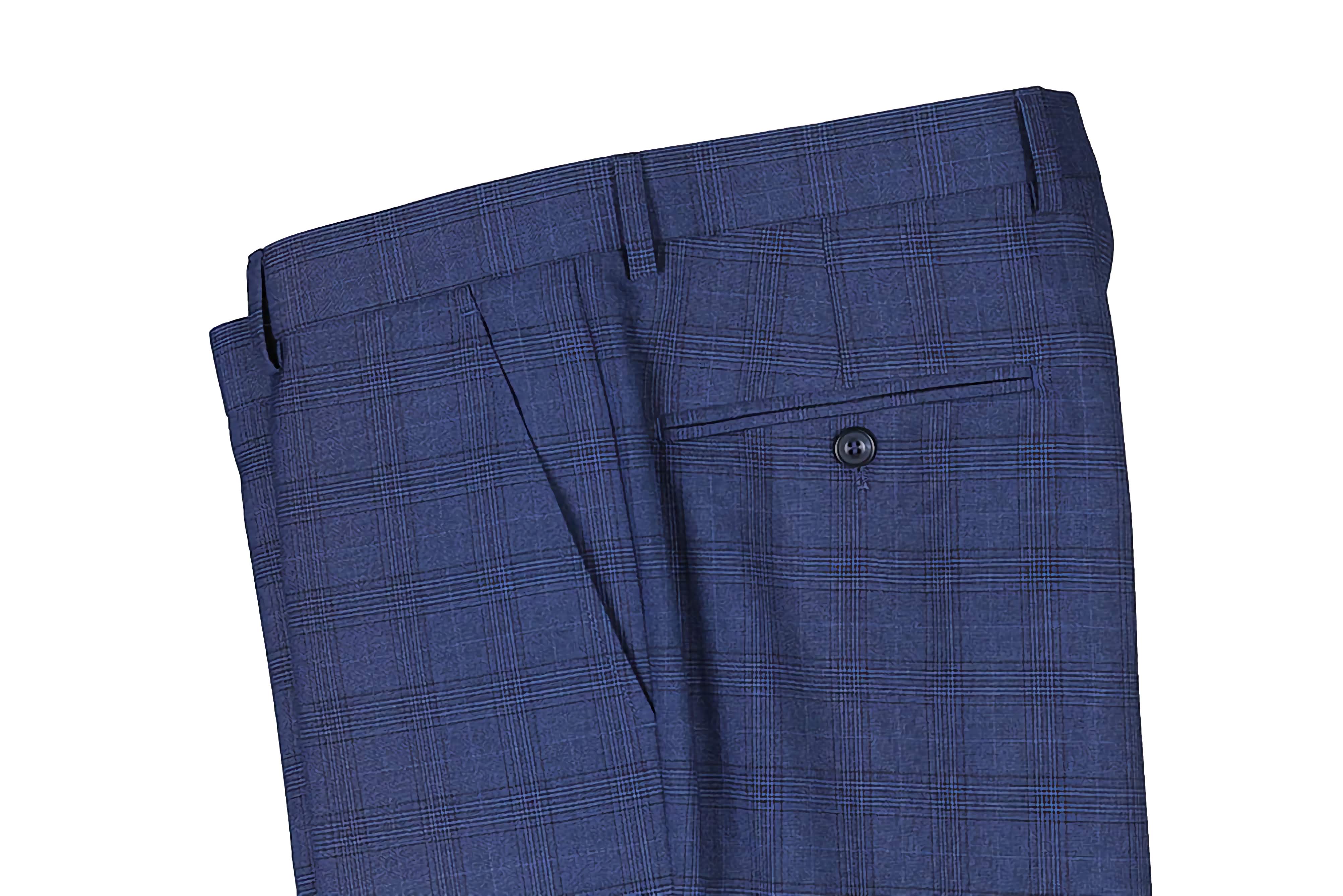 Men's 3-Piece Blue Glen Plaid Suit Set - 2 Button Regular Fit Business Formal Attire for Weddings & Office Wear