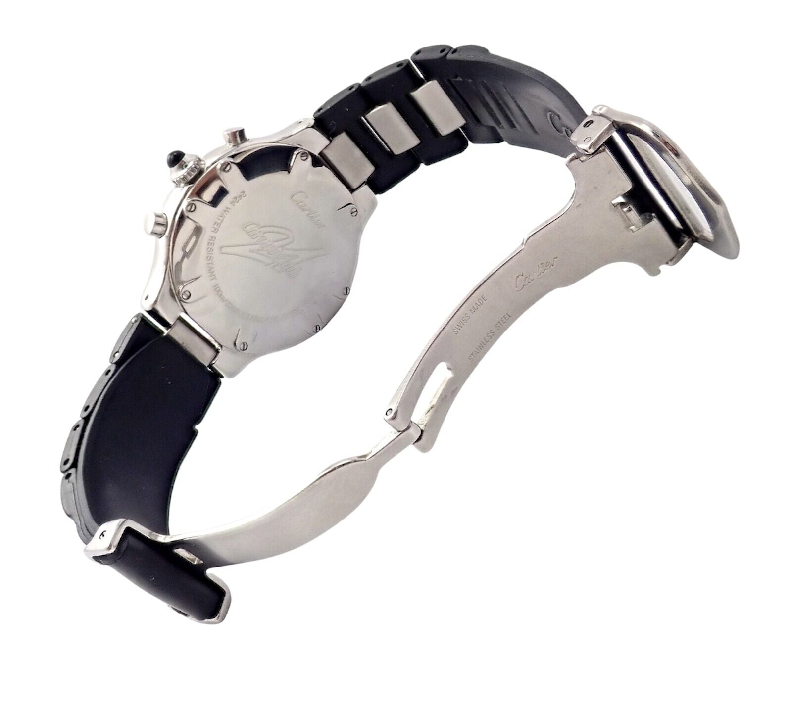 Authentic Cartier Stainless Steel Chronograph 21 Quartz Rubber Band Watch for Men - Luxury Sports Chronograph Wristwatch for Diving, Swimming & Outdoor Activities