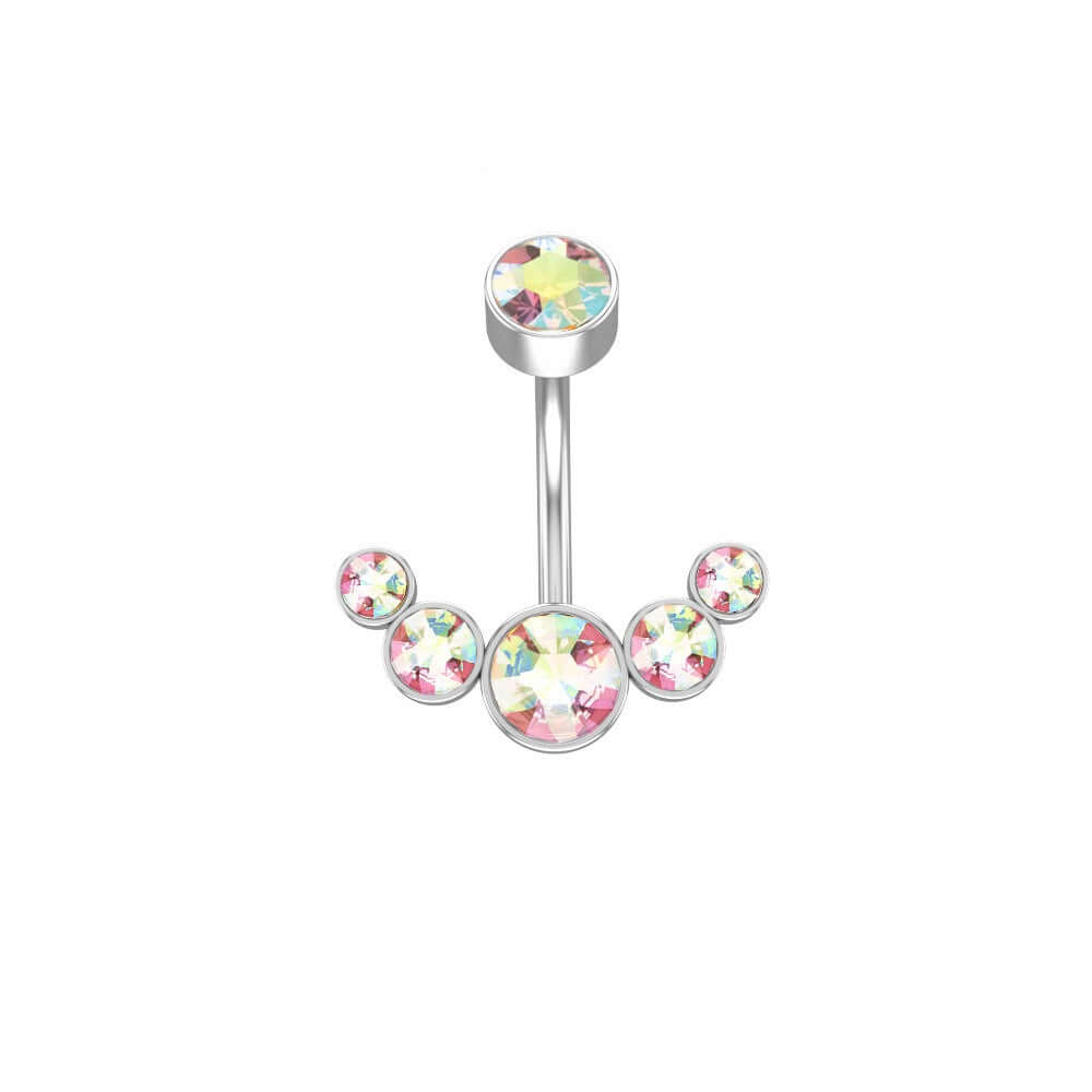 Czech Diamond Navel Ring - Premium 316L Surgical Steel Belly Button Ring | WH6012 for Body Piercing Jewelry & Belly Dance Accessories