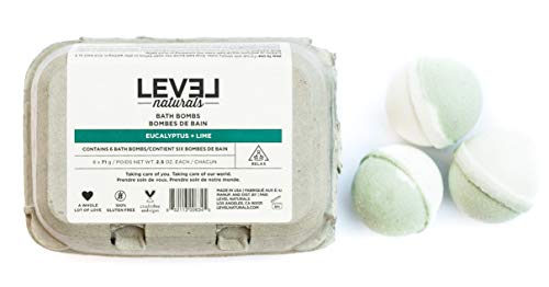 Level Naturals Bath Bombs Gift Set - 6 Pack Eucalyptus Lime Aromatherapy with Essential Oils, Handmade Spa Relaxation Gifts for Women, Easter Present - Perfect for Stress Relief & Self-Care at Home