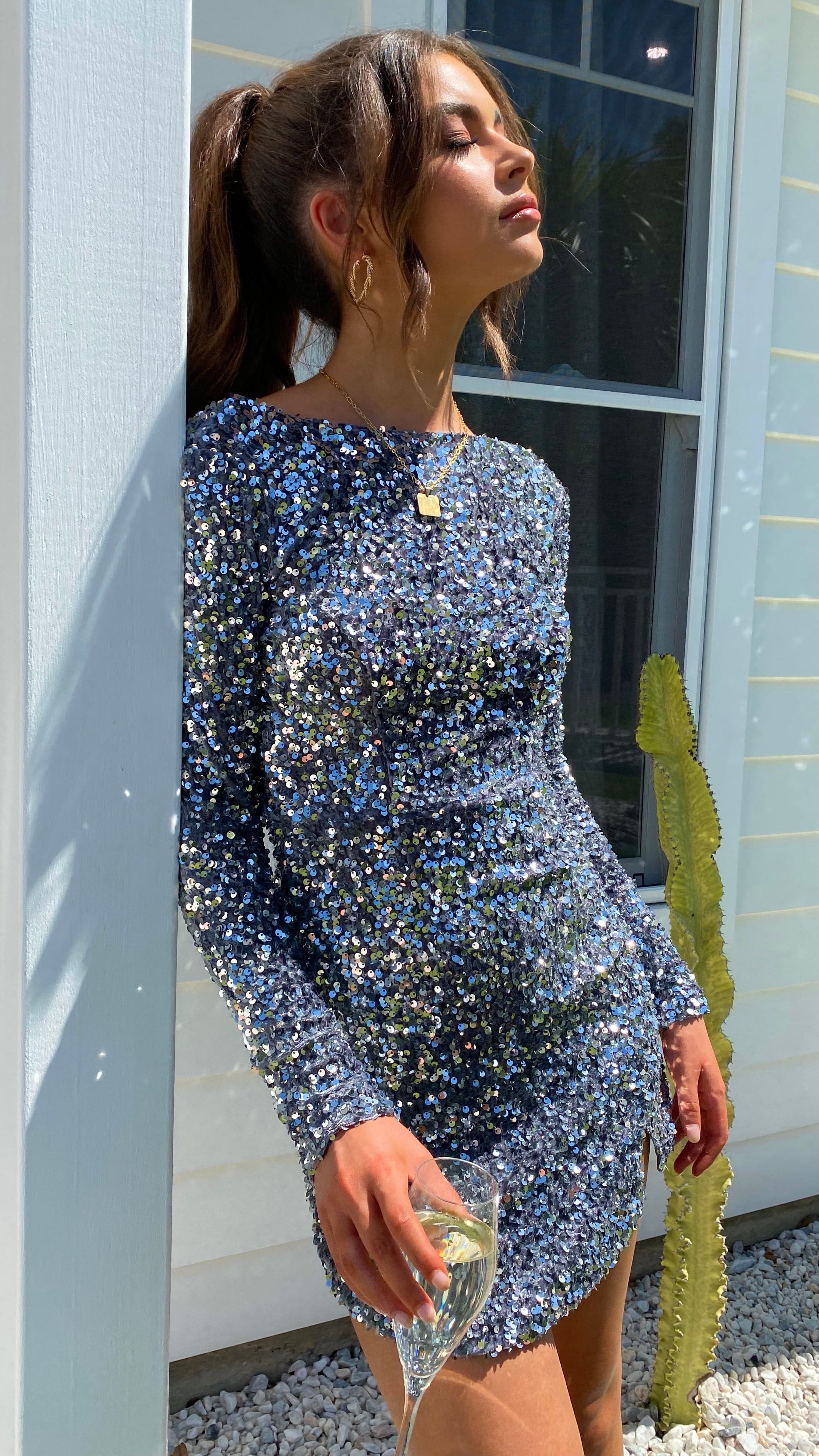 Felicia Mini Dress - Elegant Silver Party Dress for Women | Perfect for Cocktail Parties, Date Nights & Special Occasions