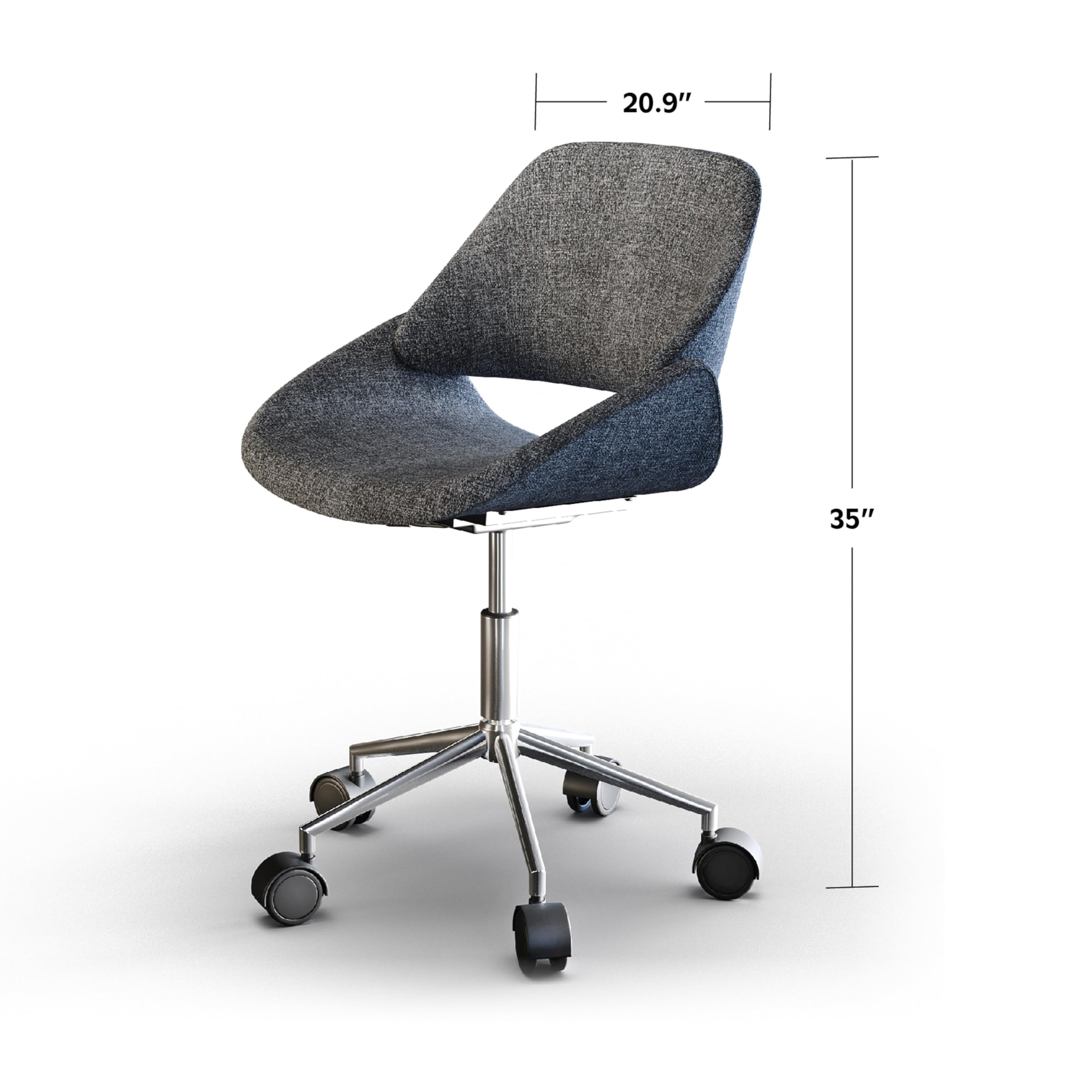 SIMPLIHOME Malden Swivel Adjustable Executive Office Chair - Ergonomic Computer Desk Chair with Lumbar Support, Grey - Perfect for Home Office, Study Room & Workspace